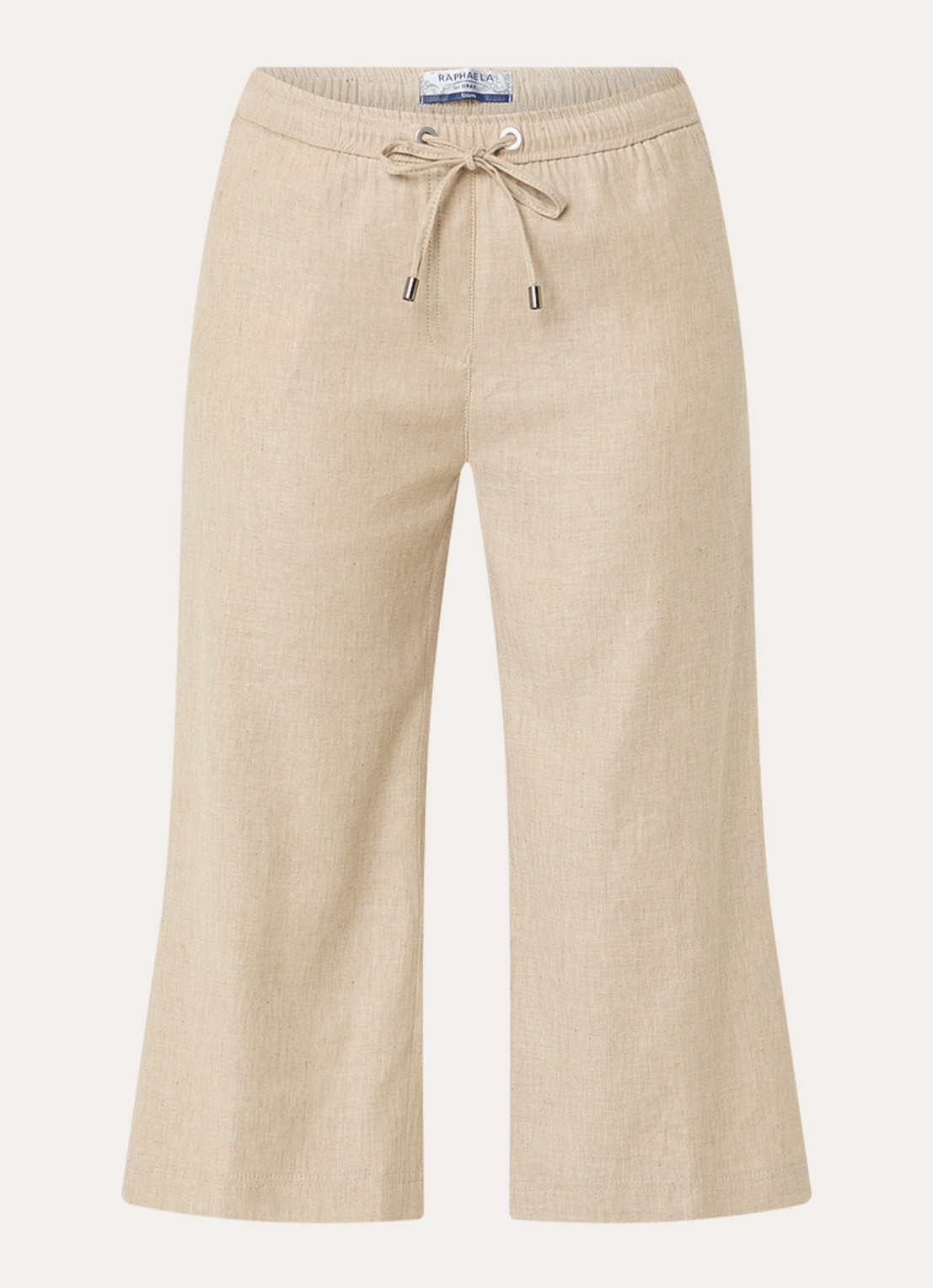 BRAX Philippa mid waist wide fit cropped broek in linnenblend - voorkant beige