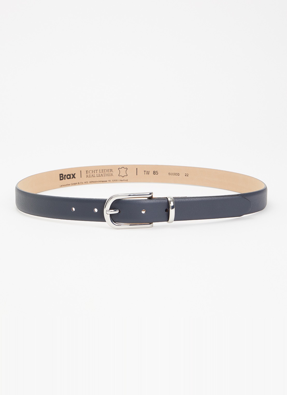 BRAX Riem van leer - voorkant donkerblauw