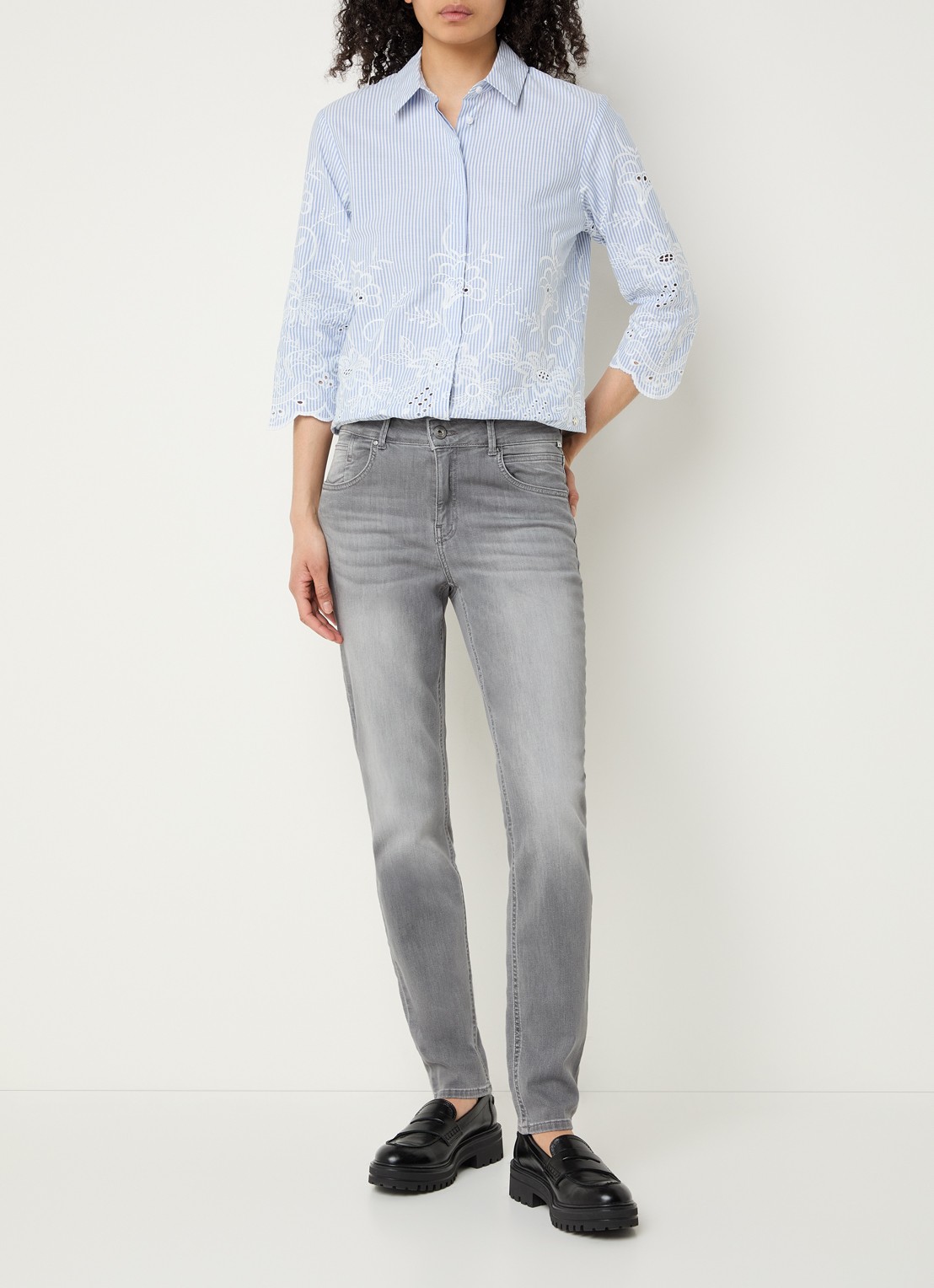 BRAX Shakira high waist skinny fit jeans met steekzakken - voorkant 2 grijs