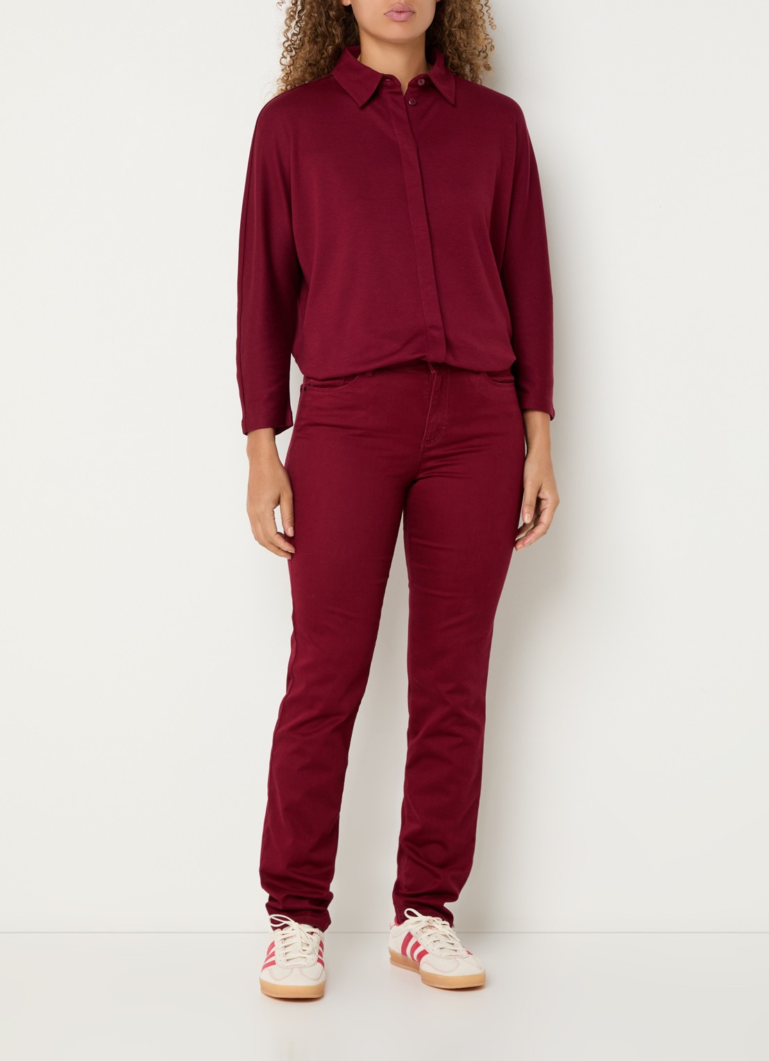 BRAX Shakira high waist slim fit pantalon  - voorkant 3 donkerrood