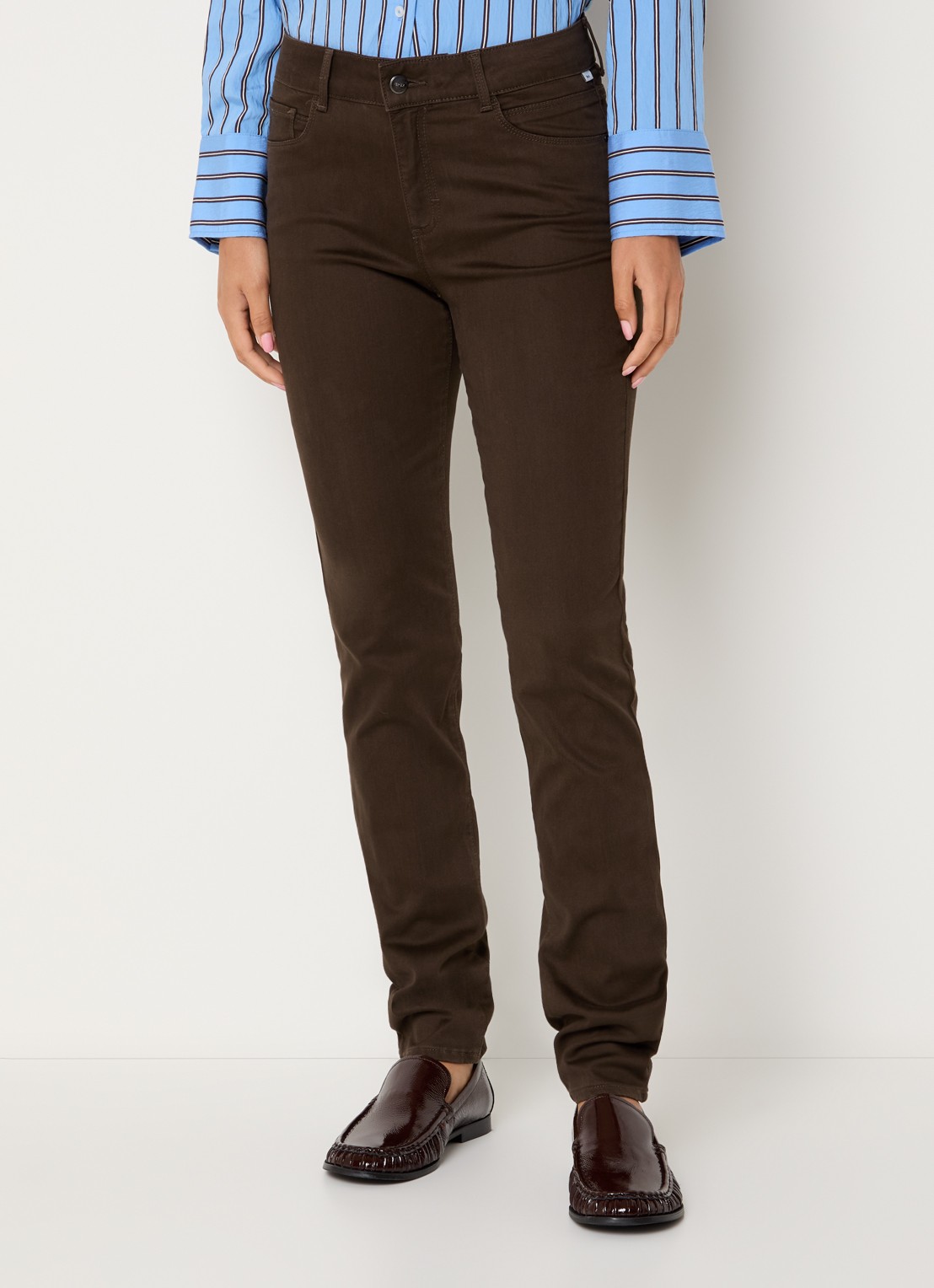 BRAX Shakira high waist slim fit pantalon  - detail 3 donkerbruin