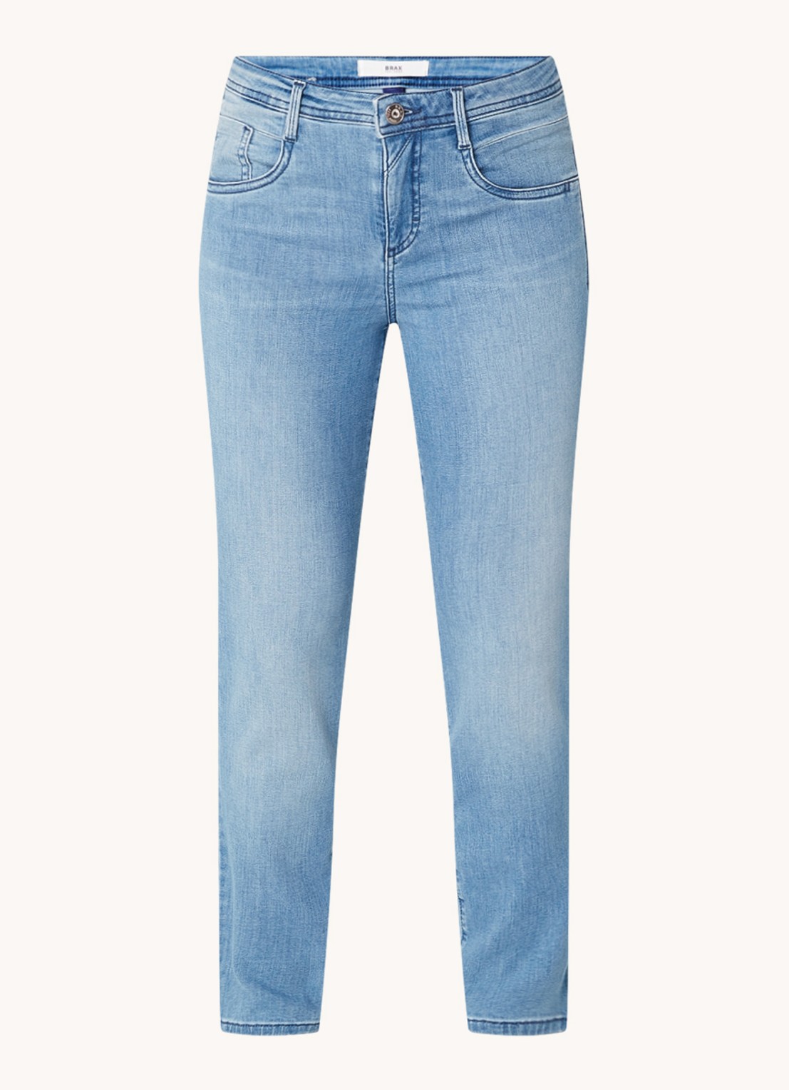 BRAX Shakira mid waist slim fit jeans met lichte wassing - voorkant 2 indigo