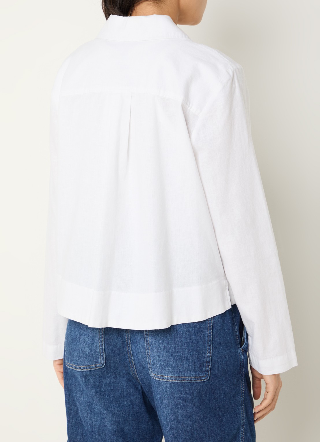 BRAX Vega blouse in linnenblend met opgestikte zakken - achterkant 3 wit