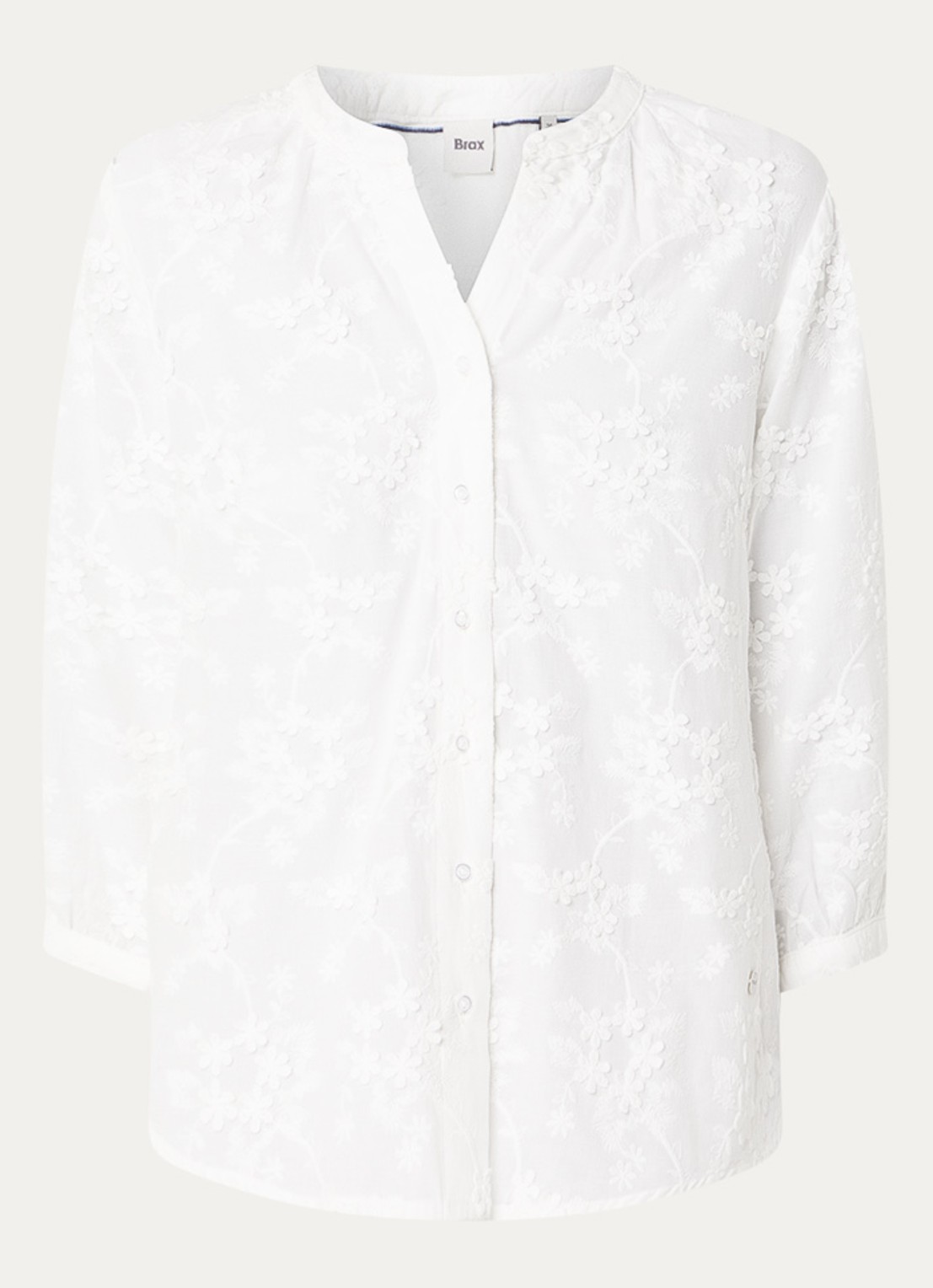 BRAX Velia blouse met bloemborduring - voorkant wit