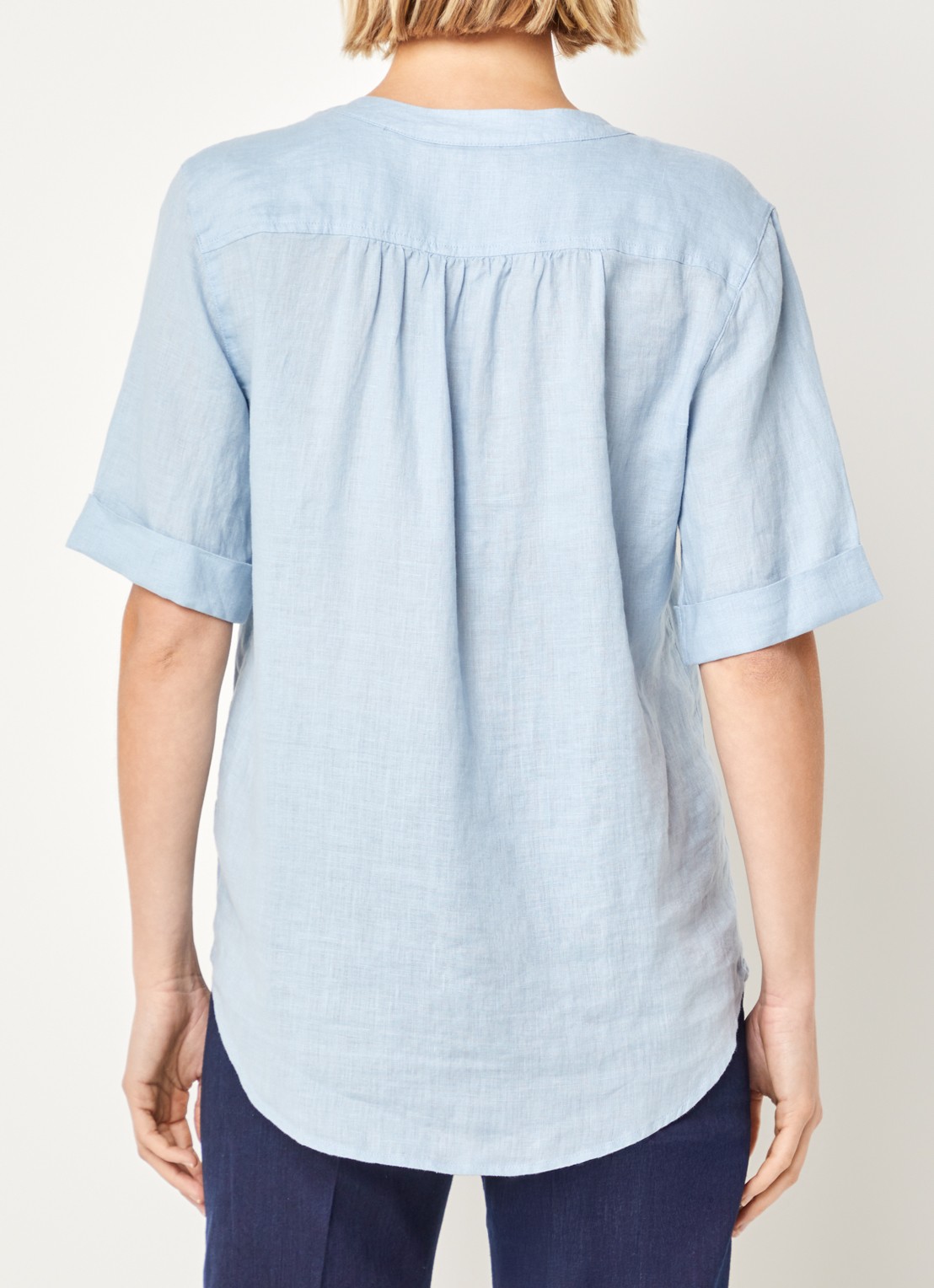 BRAX Veri blouse met V-hals - achterkant 4 blauwgrijs
