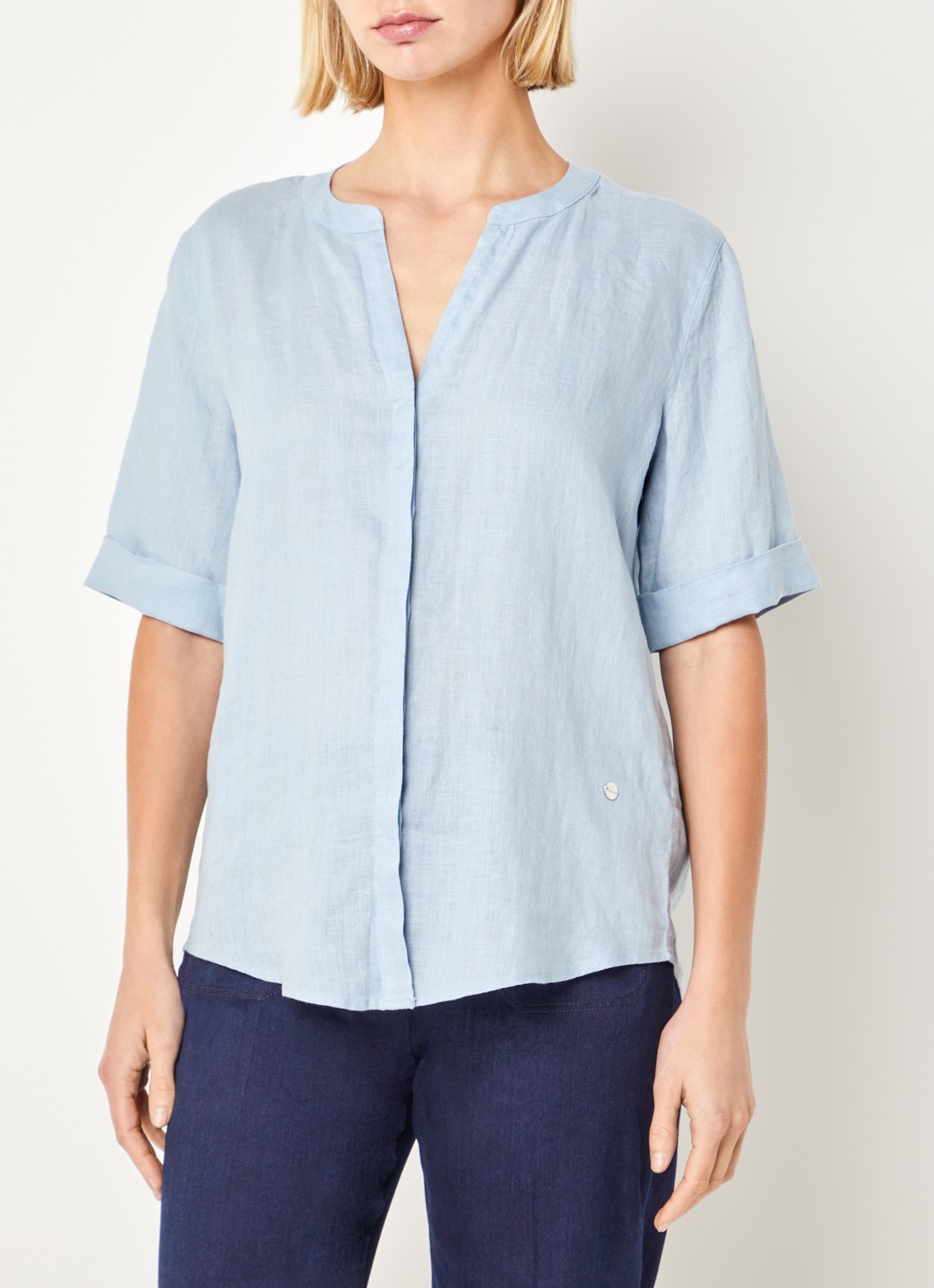 BRAX Veri blouse met V-hals - detail 3 blauwgrijs