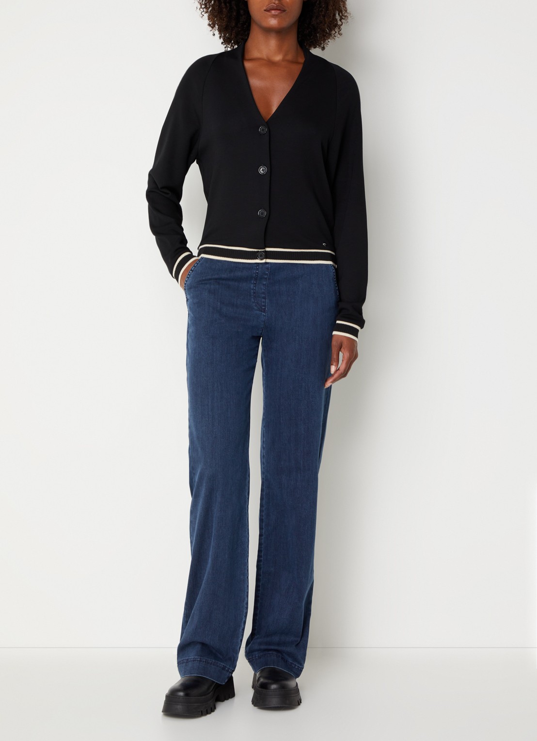 BRAX Vest met V-hals - voorkant 4 zwart