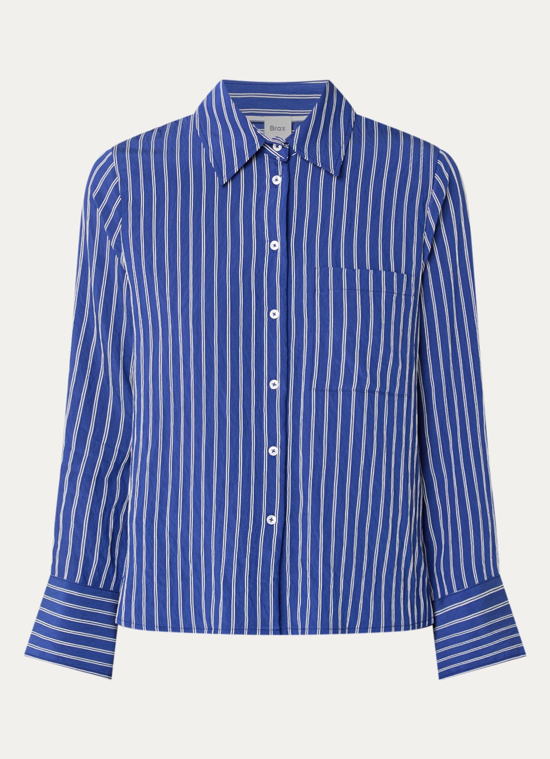 BRAX Vica blouse met streepdessin - voorkant donkerblauw