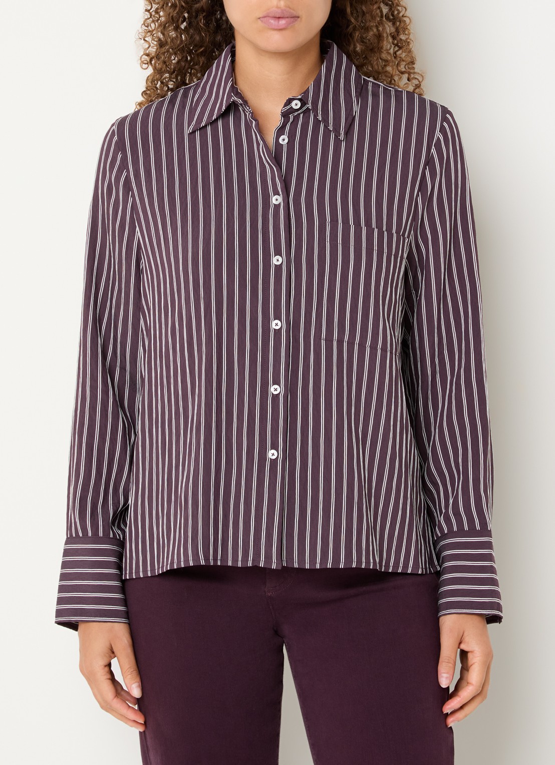 BRAX Vica blouse met streepdessin - detail 4 aubergine