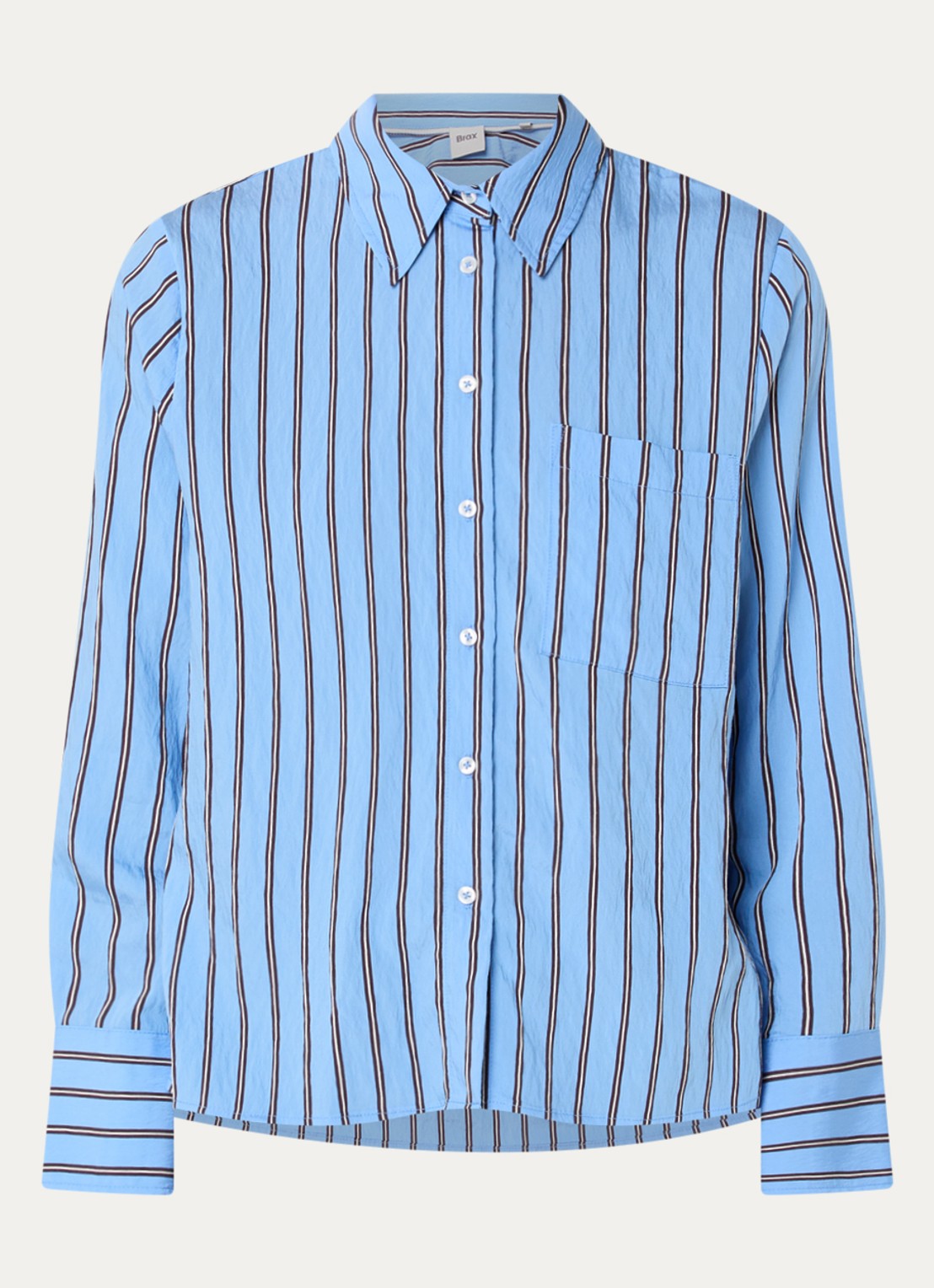 BRAX Vica blouse met streepdessin - voorkant lichtblauw