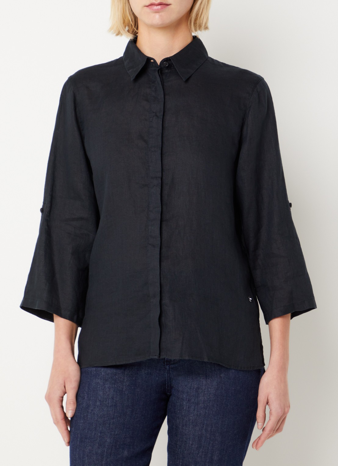 BRAX Vicki blouse van linnen - detail 4 zwart