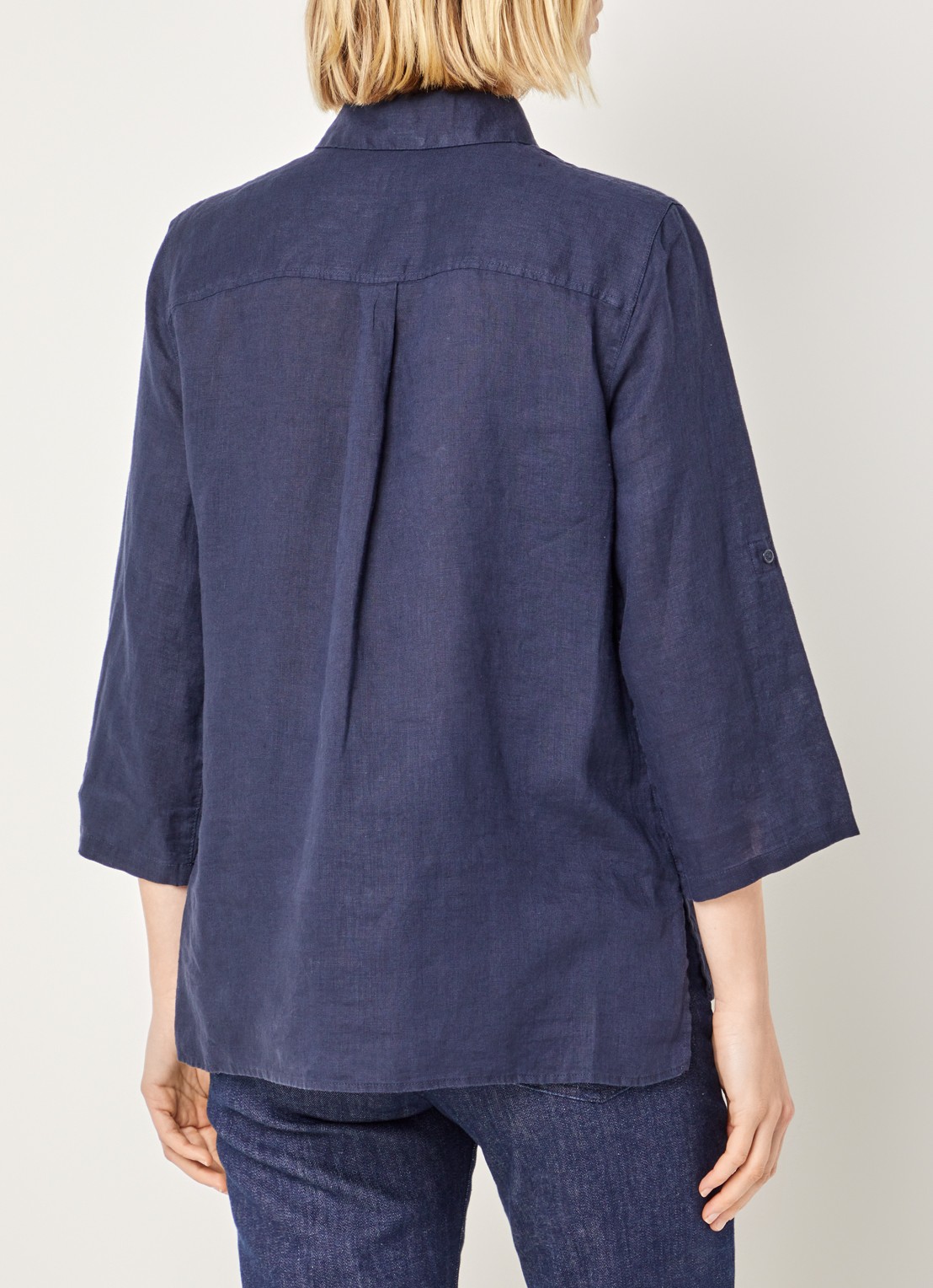BRAX Vicki blouse van linnen - achterkant donkerblauw