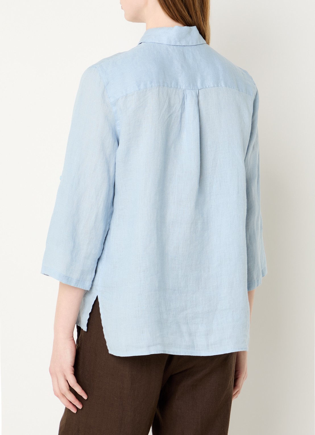 BRAX Vicki blouse van linnen - achterkant 2 blauwgrijs