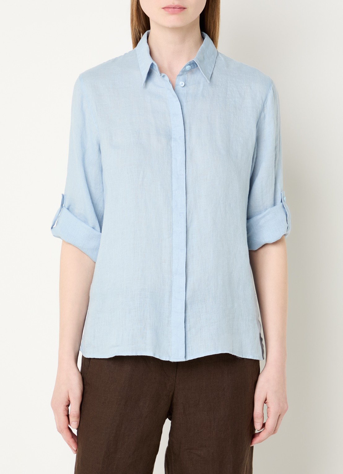 BRAX Vicki blouse van linnen - detail blauwgrijs