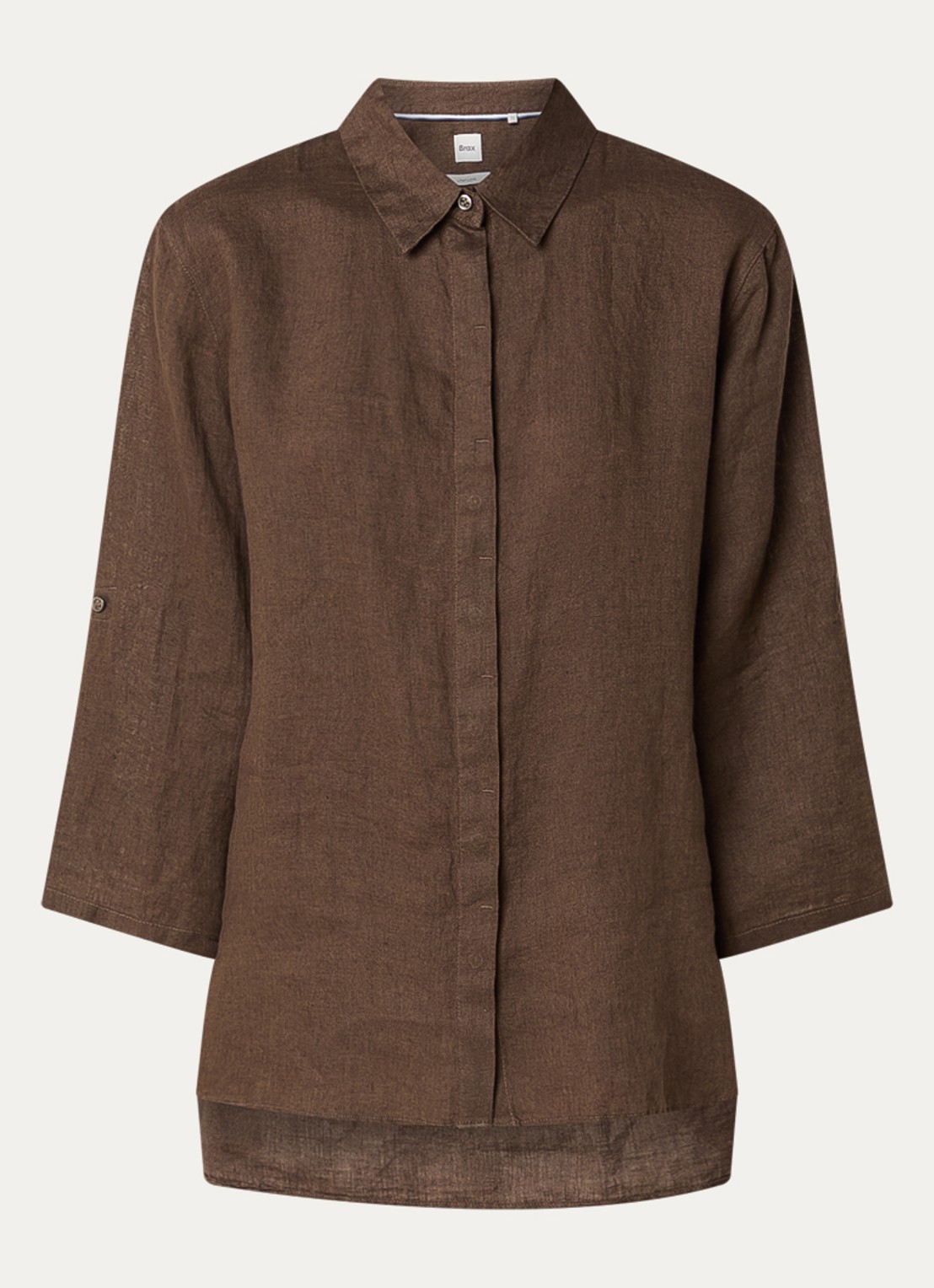 BRAX Vicki blouse van linnen - voorkant 2 donkerbruin