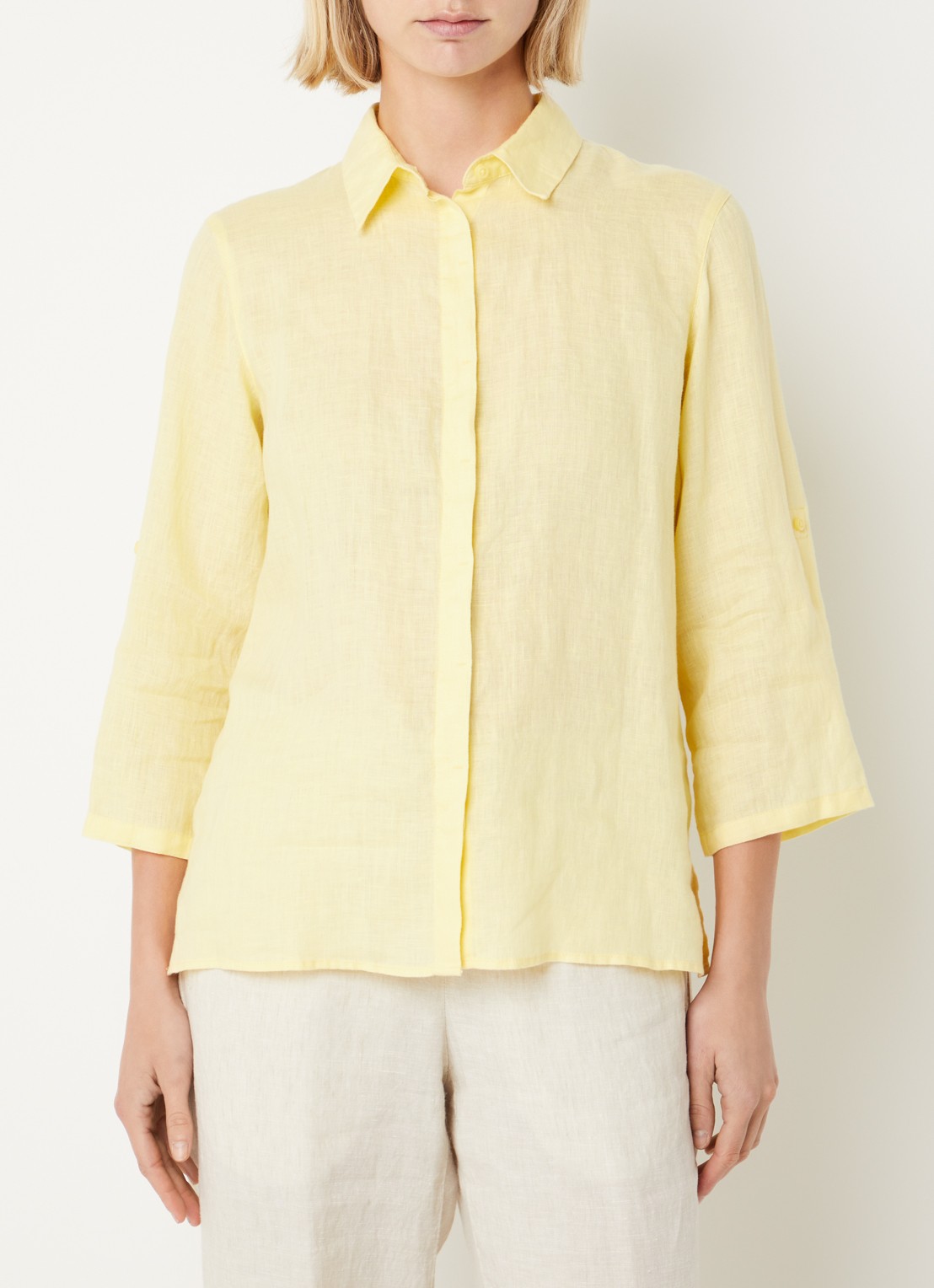 BRAX Vicki blouse van linnen - detail lichtgeel