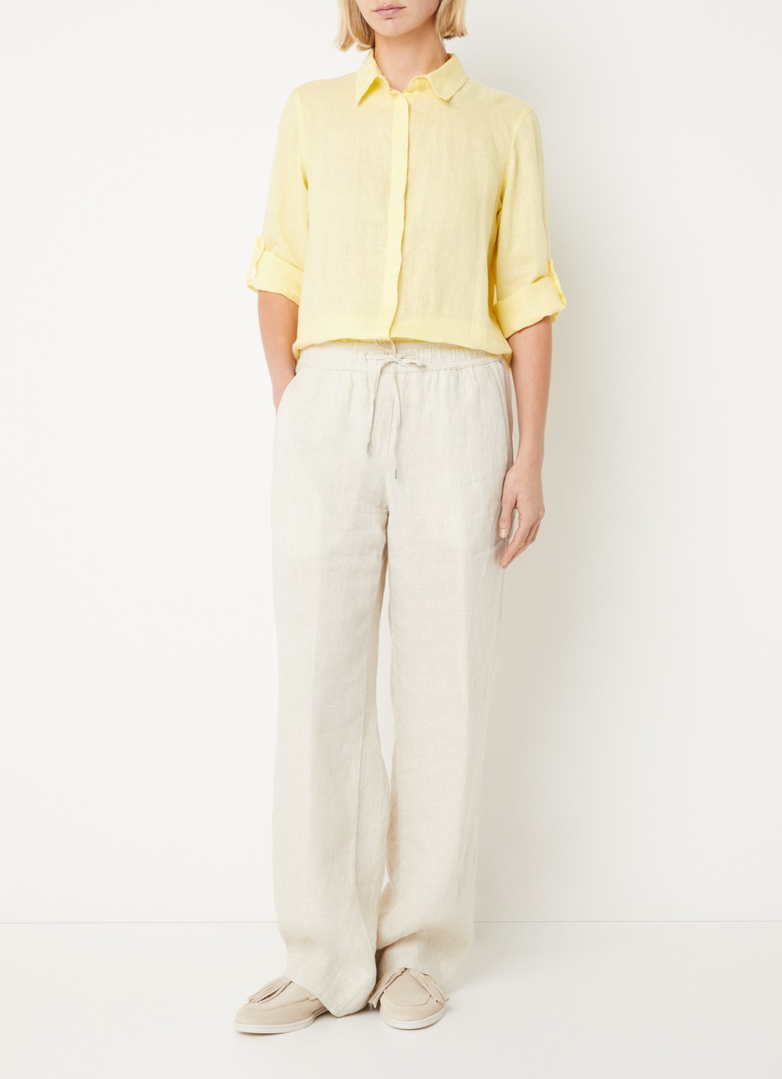 BRAX Vicki blouse van linnen - voorkant 4 lichtgeel