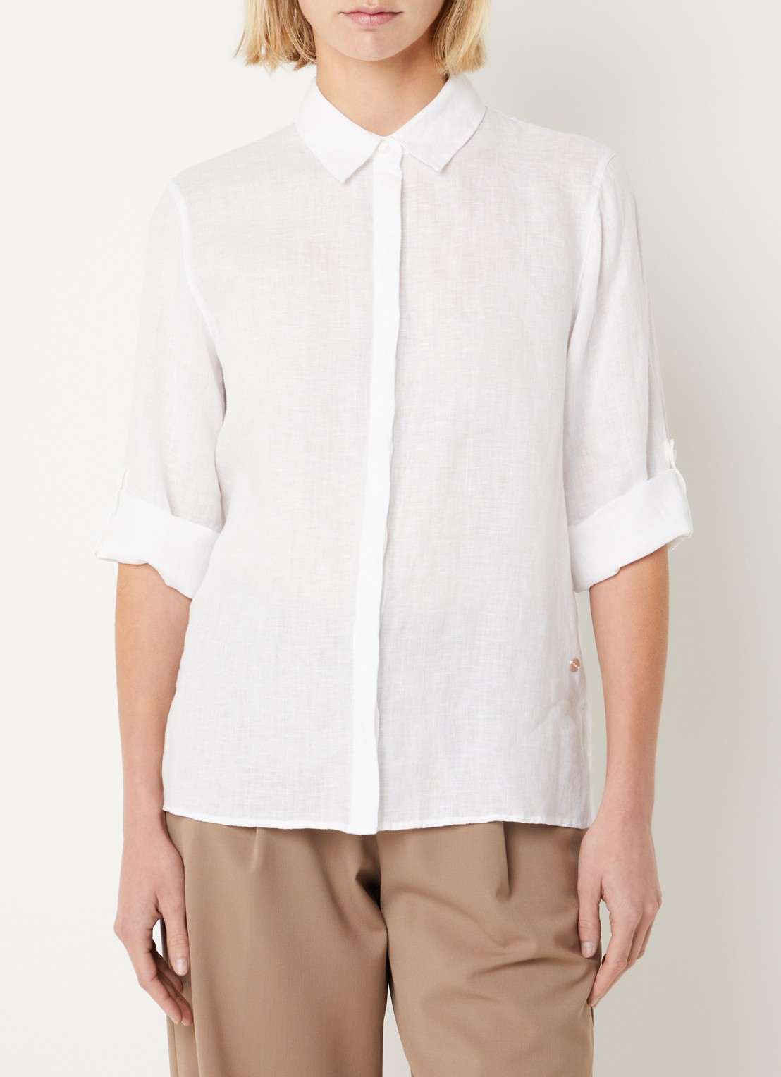 BRAX Vicki blouse van linnen - detail 4 wit