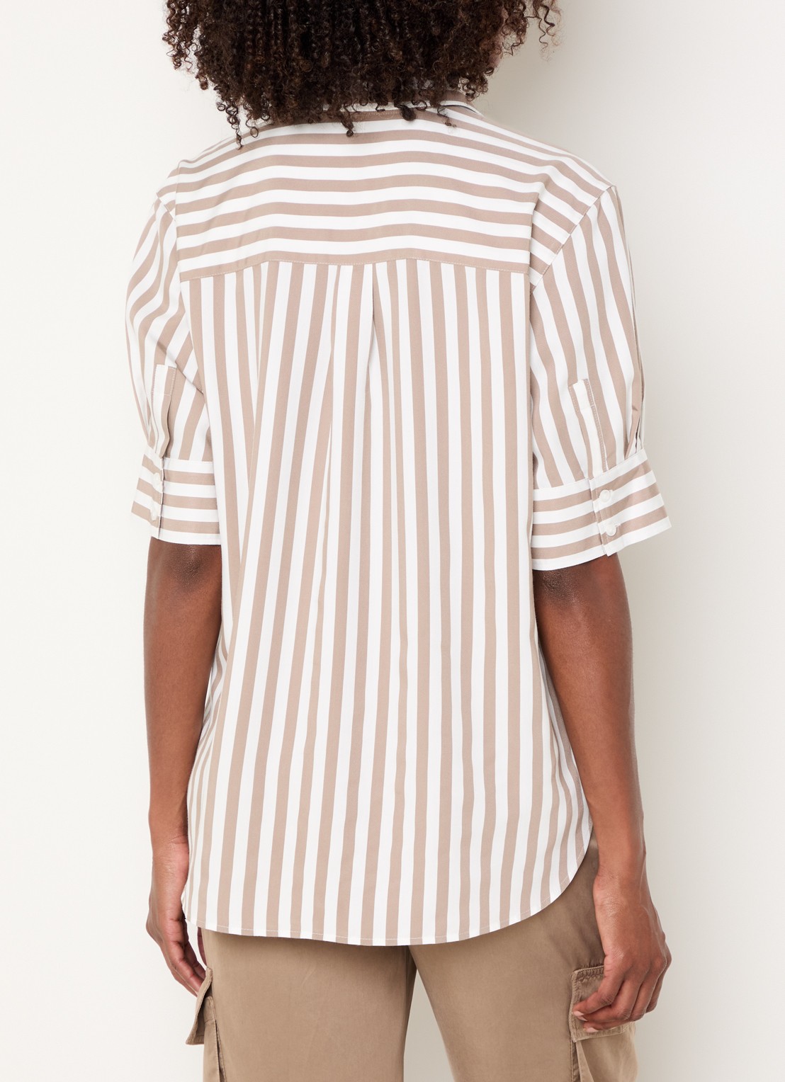 BRAX Villy blouse met streepprint - achterkant taupe