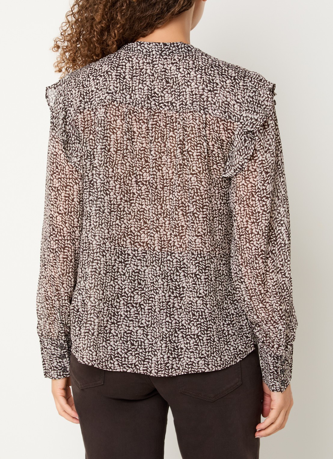 BRAX Violet blouse met print - achterkant 3 bruin