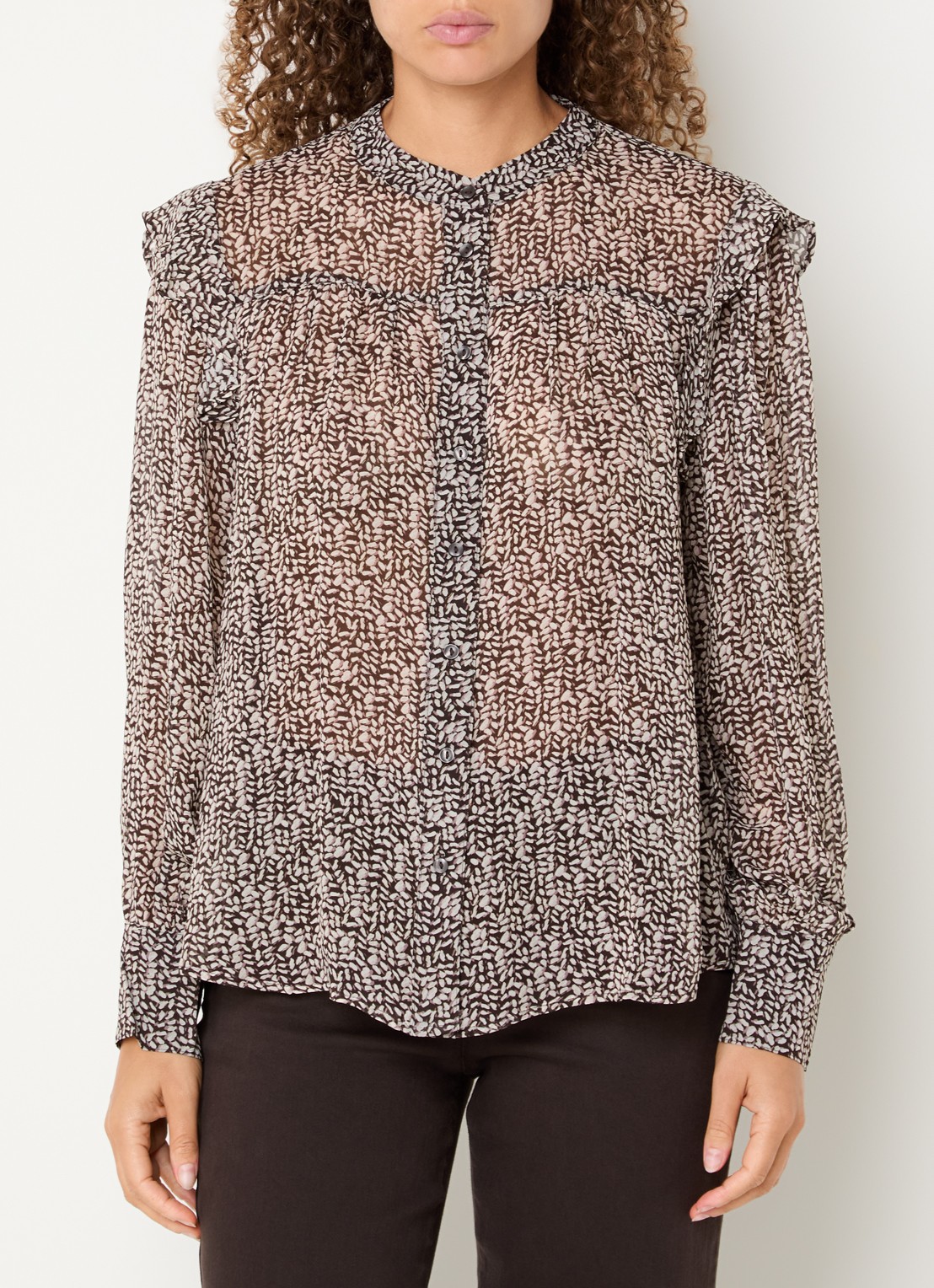 BRAX Violet blouse met print - detail 4 bruin