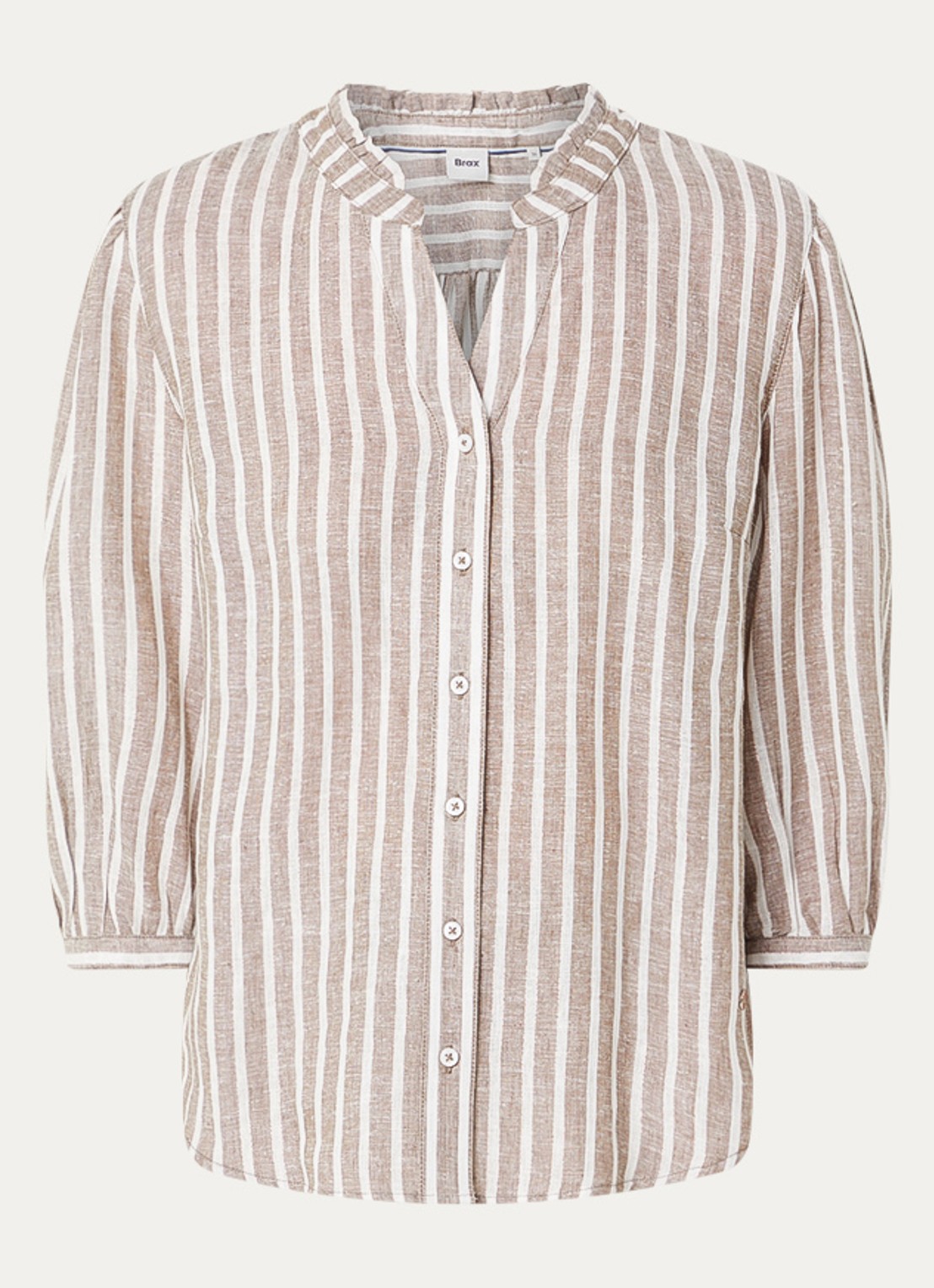 BRAX Violet blouse met streepprint en lurex - voorkant 3 donkerbeige