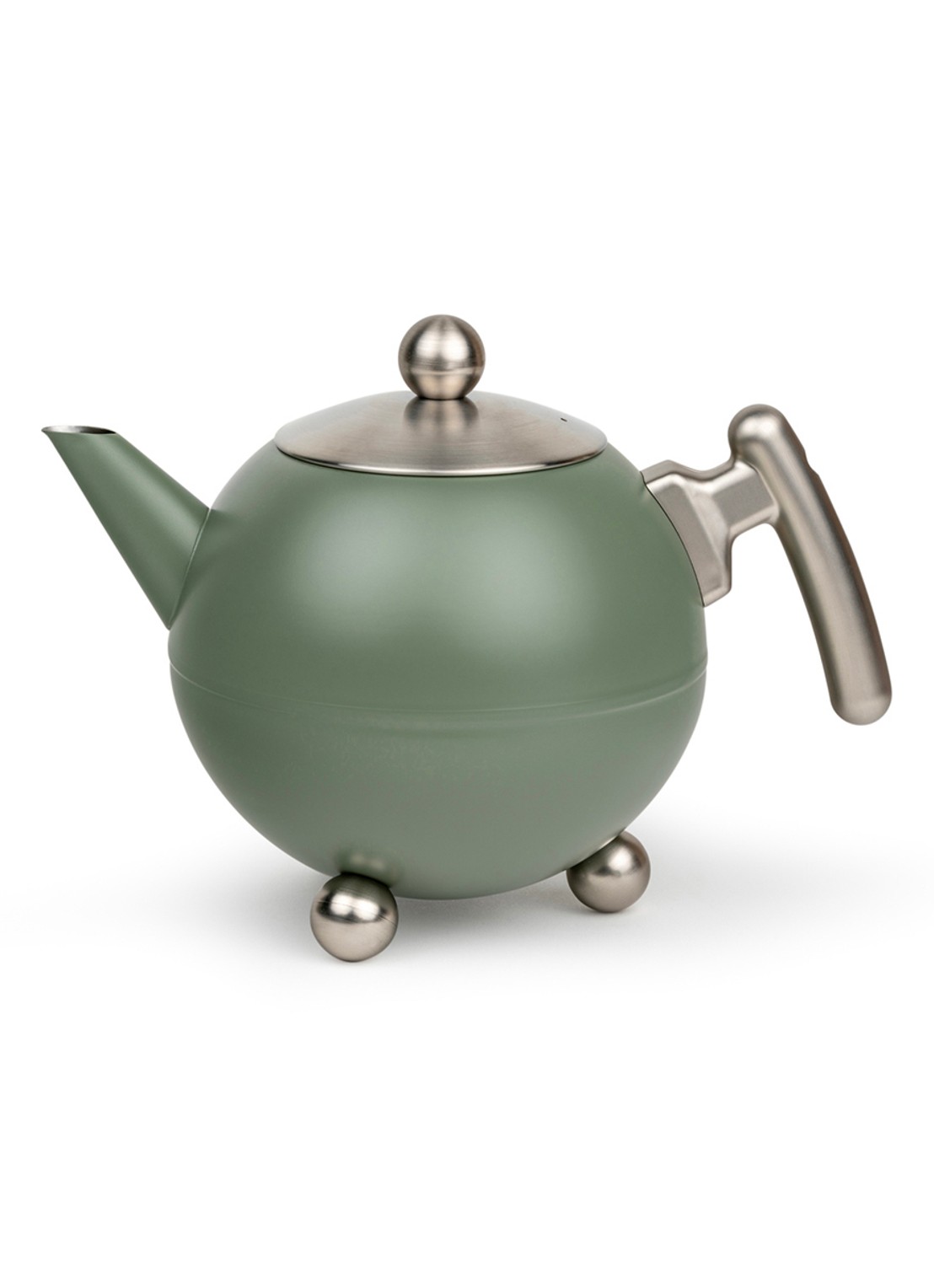 Bredemeijer Bella theepot 1,2 liter - voorkant 2 legergroen