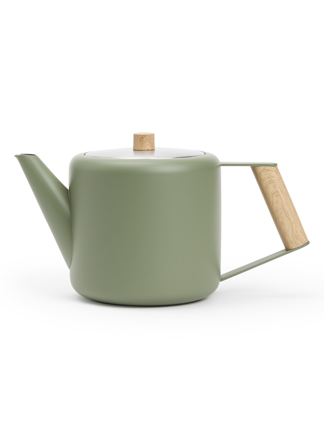Bredemeijer Boston theepot 1,1 liter - voorkant olijfgroen