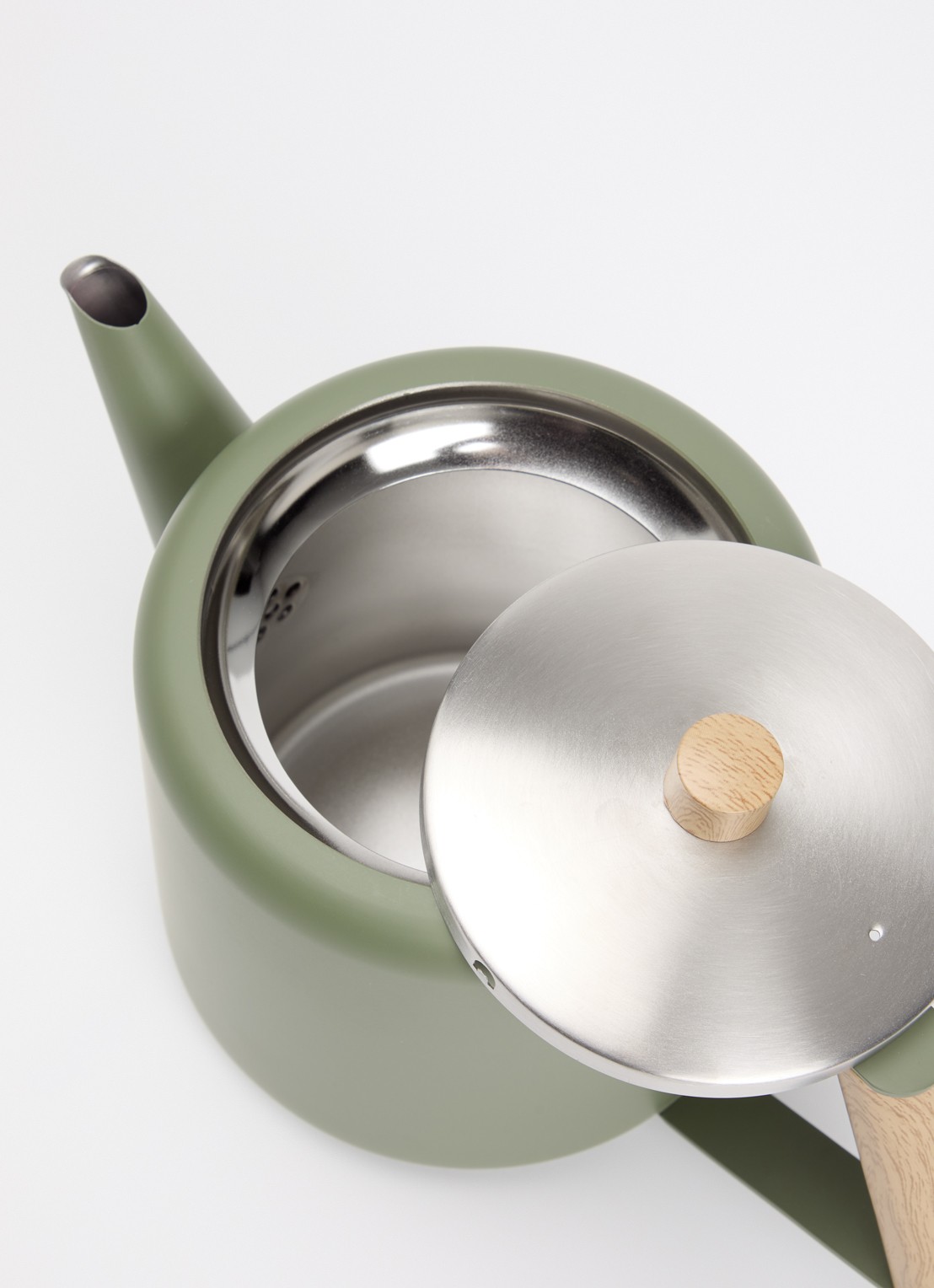 Bredemeijer Boston theepot 1,1 liter - voorkant 2 olijfgroen