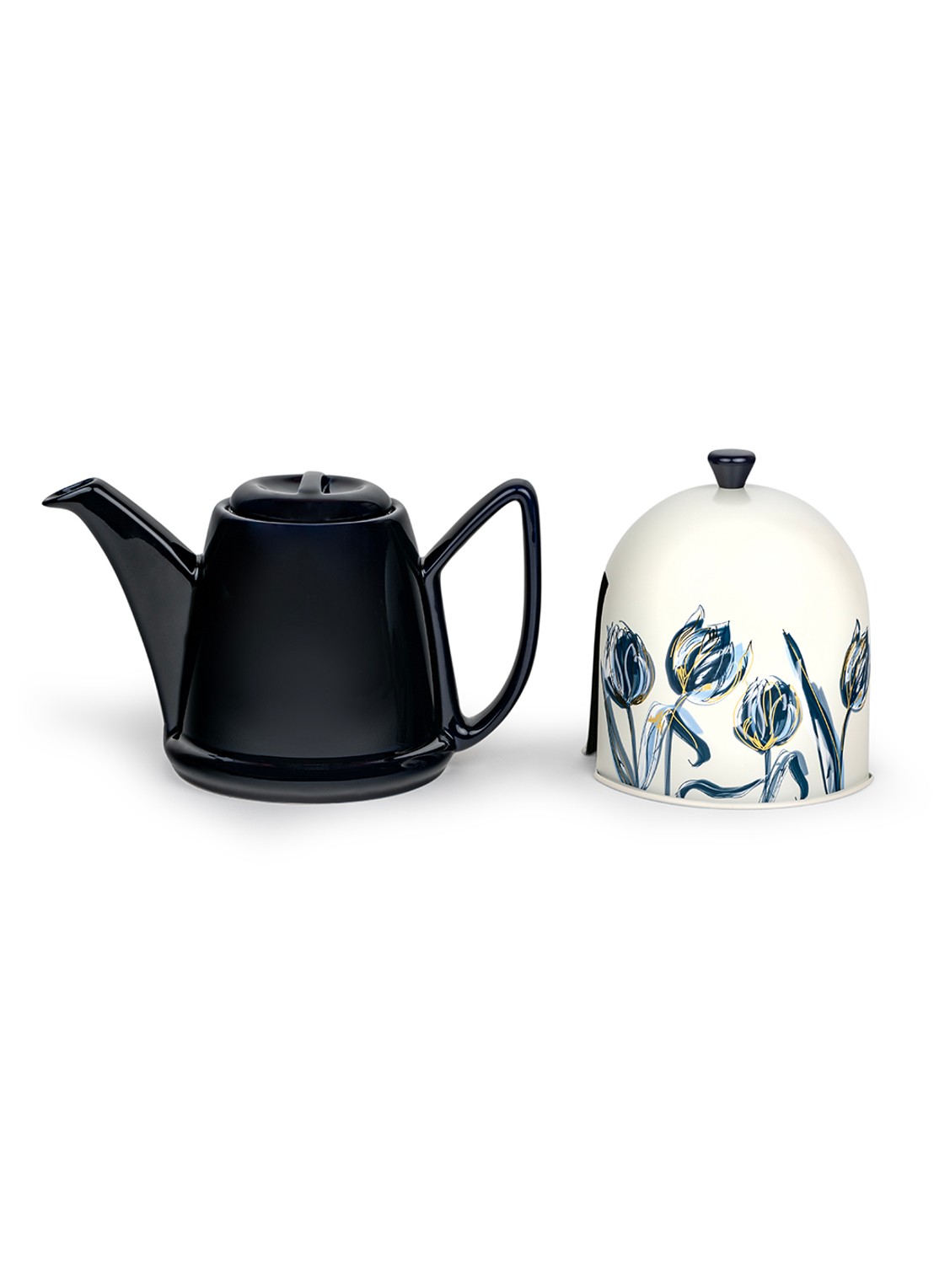 Bredemeijer Manto theepot met theemuts 1,1 liter - voorkant 2 zwart