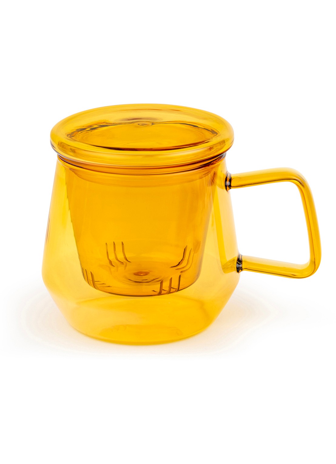 Bredemeijer Tea For One Livorno kopje met theetip en filter 29 cl 3-delig - voorkant oranjebruin