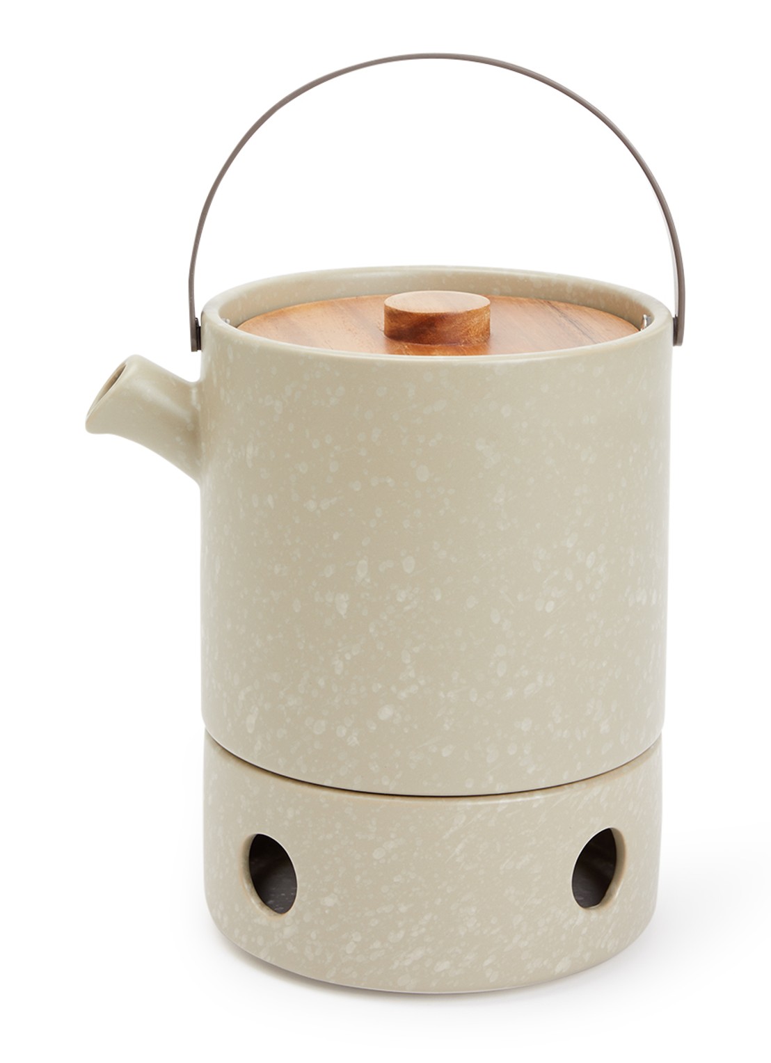 Bredemeijer Umea theepot met warmhouder 1,2 liter - voorkant beige