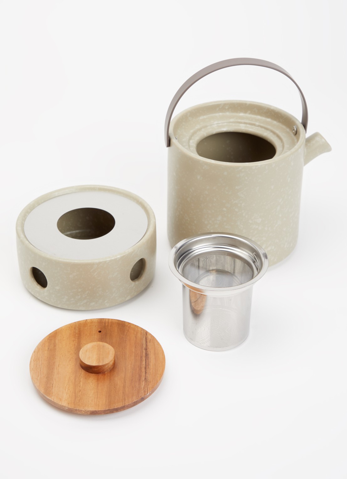 Bredemeijer Umea theepot met warmhouder 1,2 liter - voorkant 2 beige