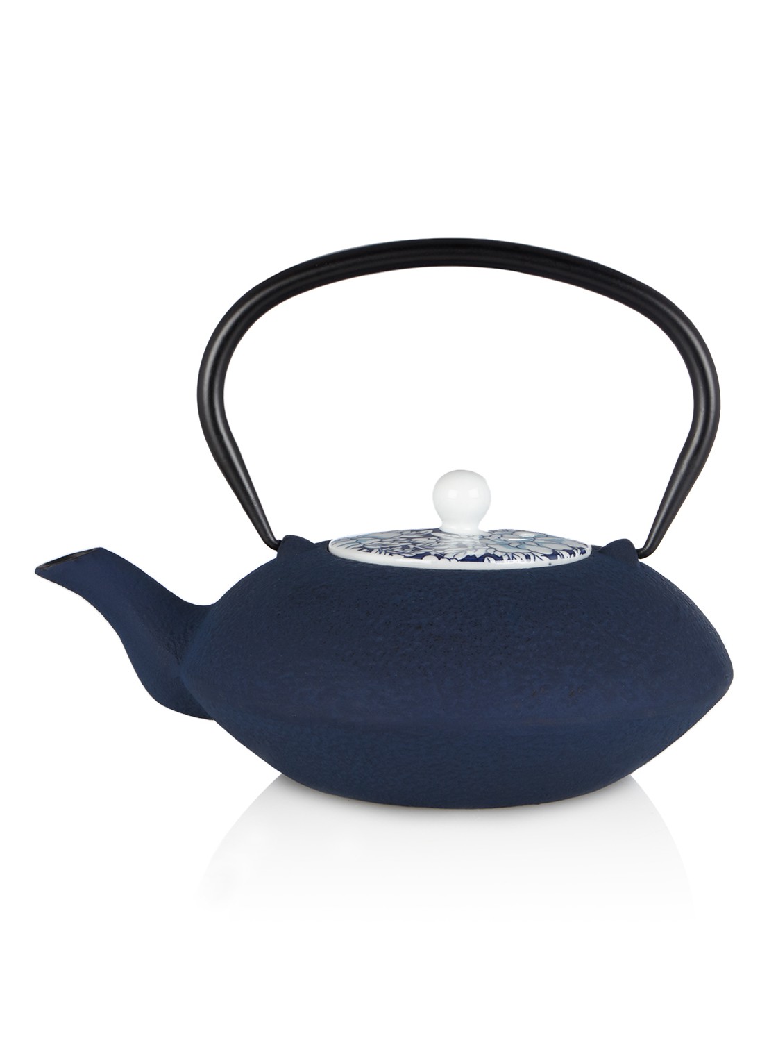 Bredemeijer Yantai theepot 1,2 liter - voorkant 2 donkerblauw