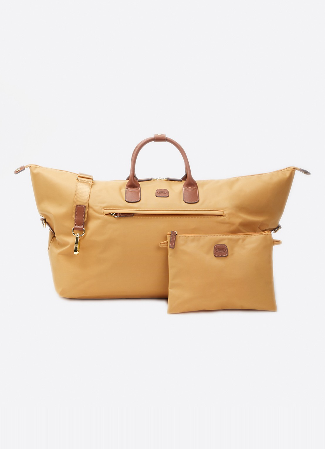 Bric's Holdall weekendtas met logo en uitneembaar etui - voorkant okergeel