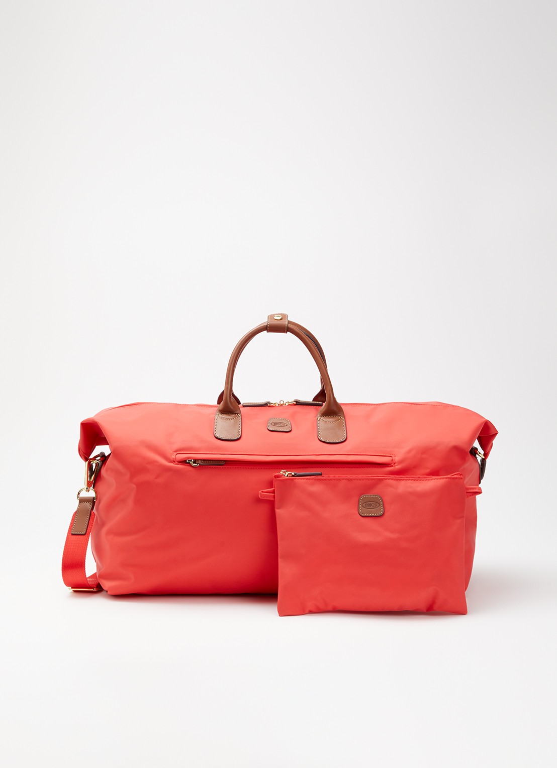 Bric's Holdall weekendtas met logo en uitneembaar etui - voorkant 2 koraal