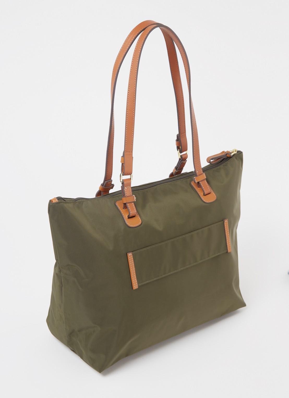 Bric's Sportina L shopper met leren details en uitneembaar etui - achterkant 2 bronsgroen