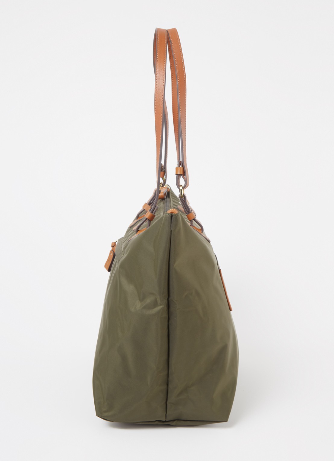 Bric's Sportina L shopper met leren details en uitneembaar etui - detail 4 bronsgroen