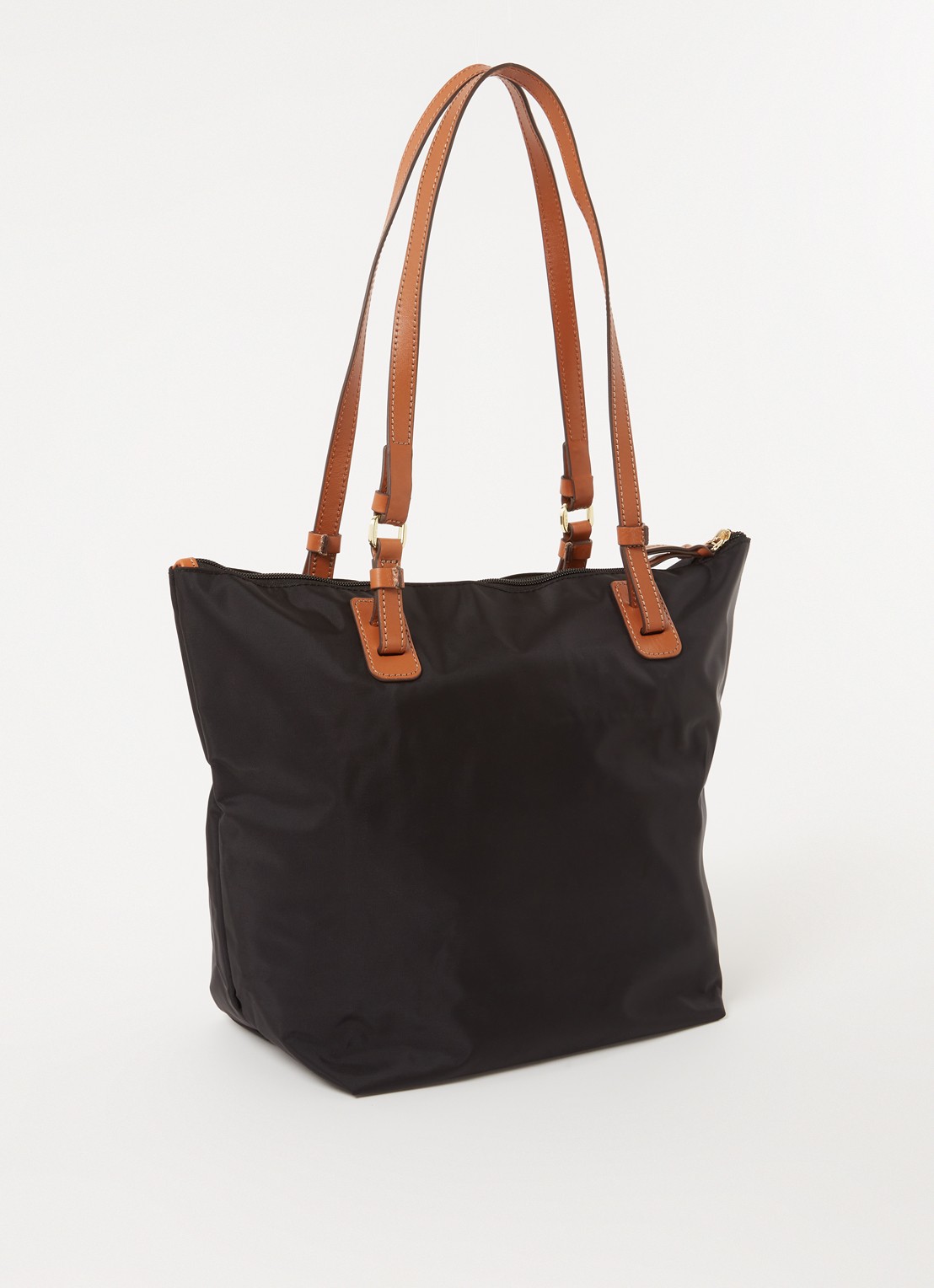 Bric's X-Bag schoudertas met leren details en uitneembaar etui - achterkant zwart