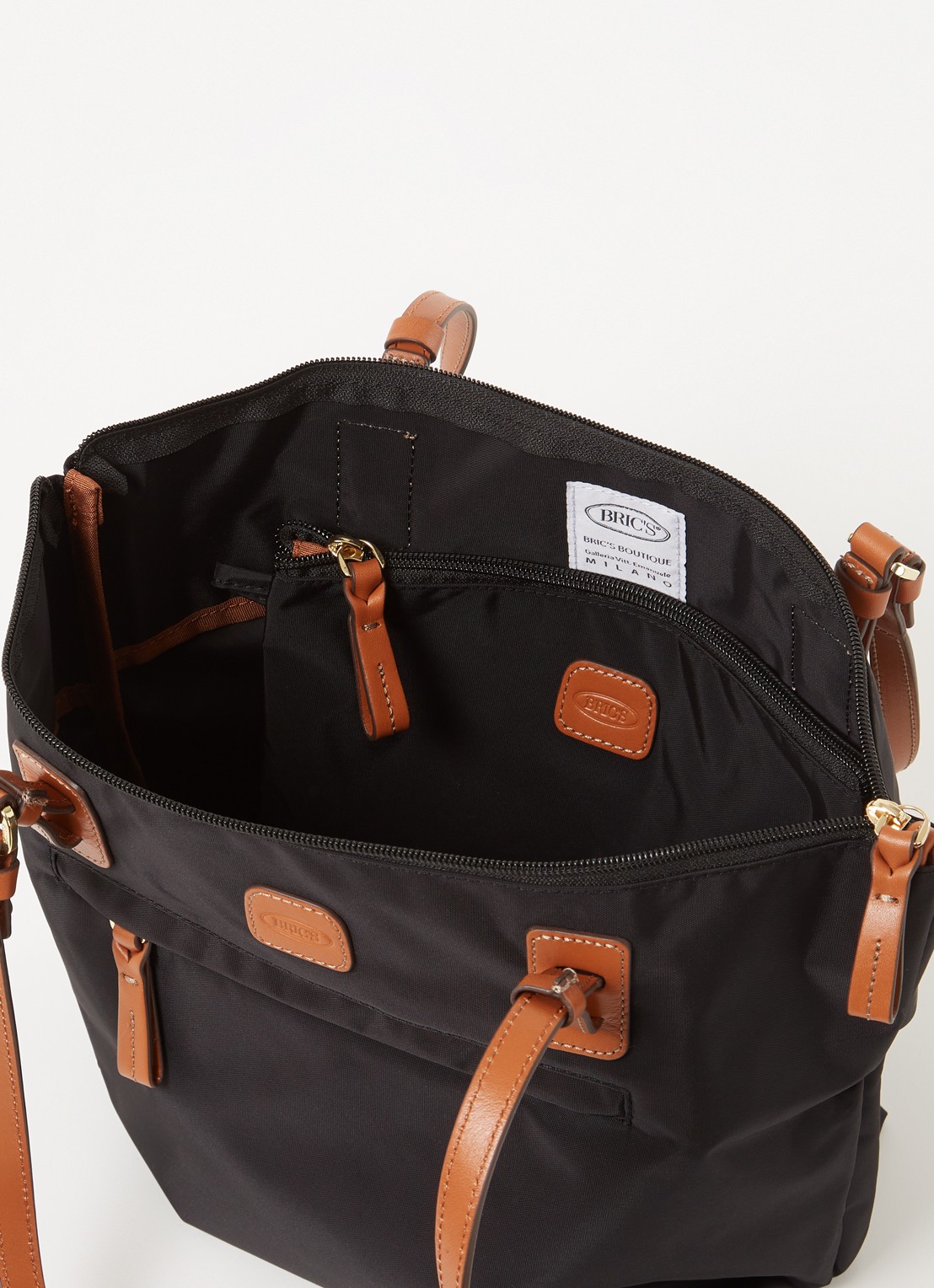 Bric's X-Bag schoudertas met leren details en uitneembaar etui - detail 3 zwart