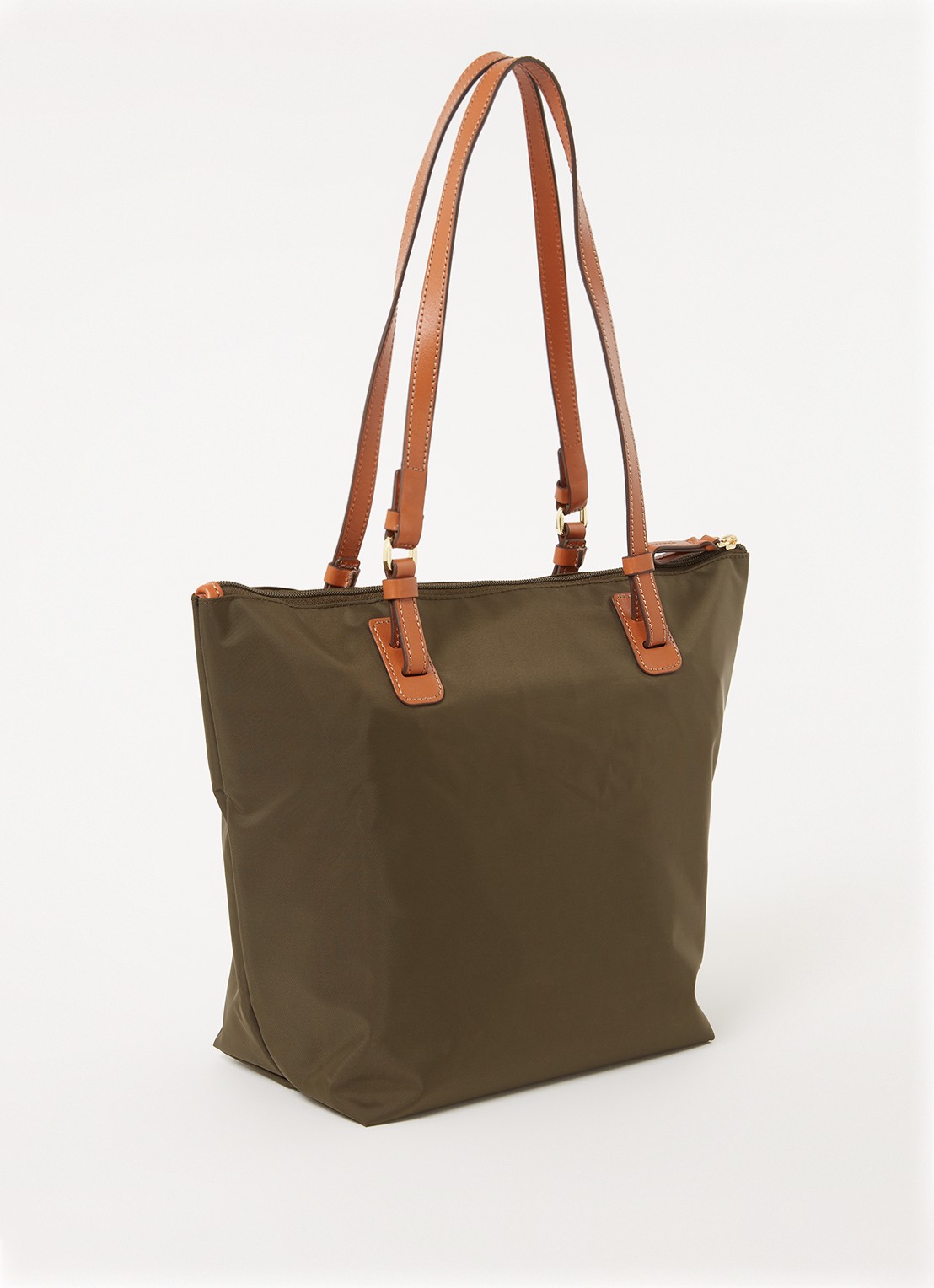 Bric's X-Bag schoudertas met leren details en uitneembaar etui - achterkant groen