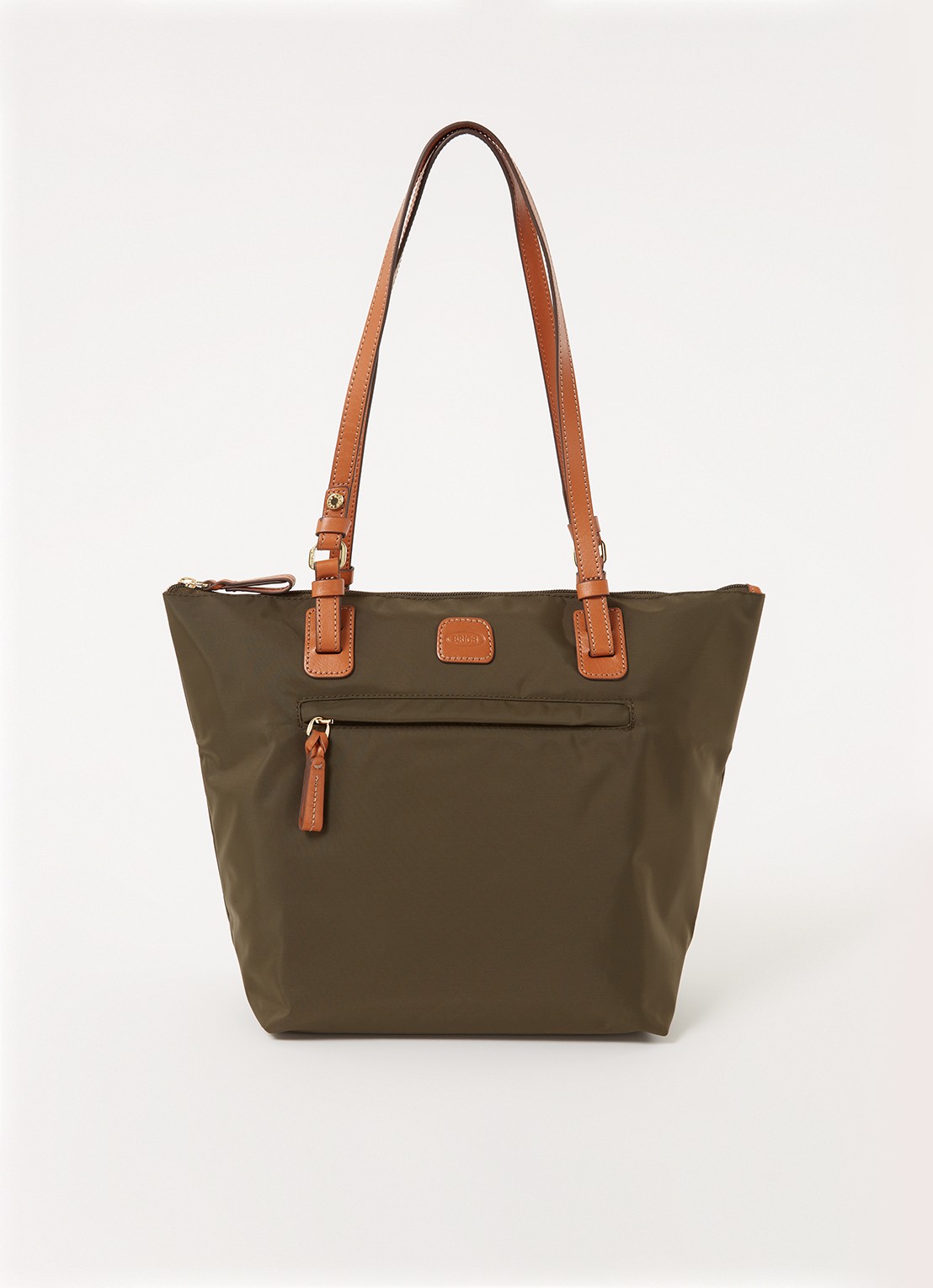 Bric's X-Bag schoudertas met leren details en uitneembaar etui - voorkant 2 groen