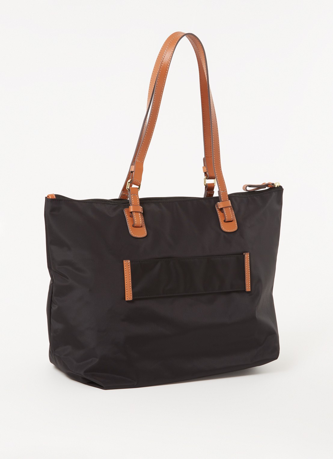 Bric's X-Bag shopper met leren details - achterkant zwart
