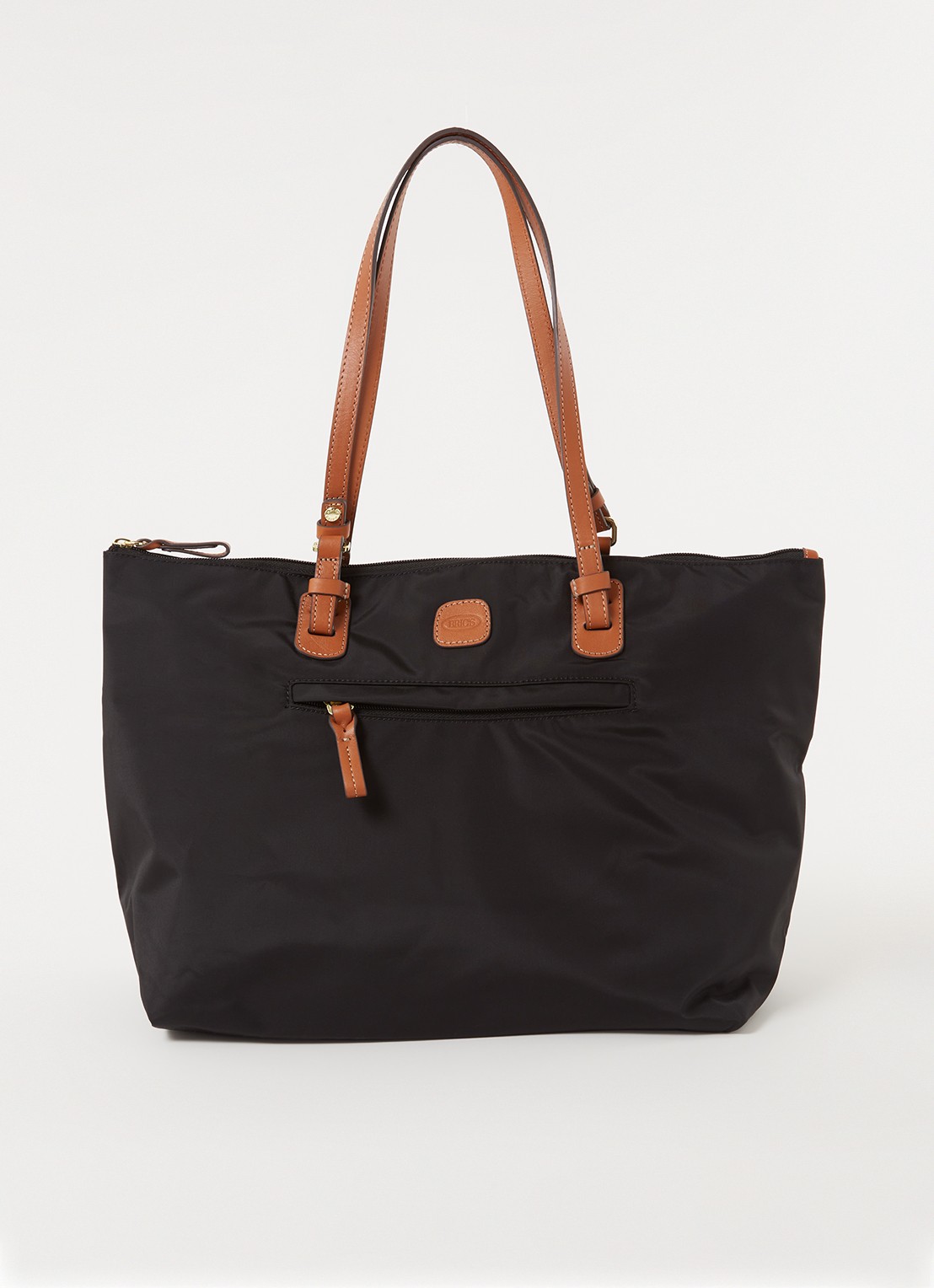 Bric's X-Bag shopper met leren details - voorkant 2 zwart