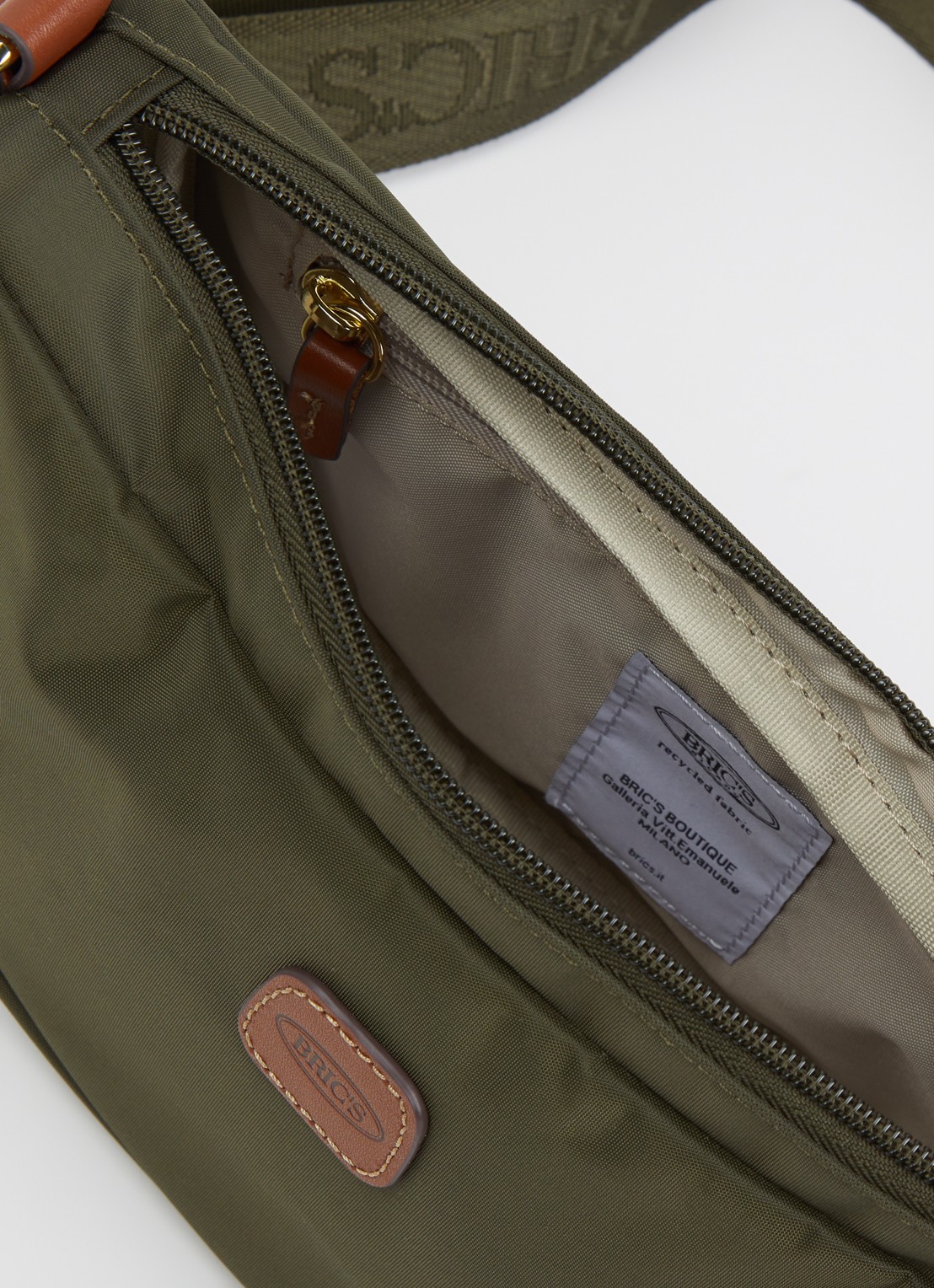 Bric's X-Collection crossbodytas met logo - detail 3 olijfgroen