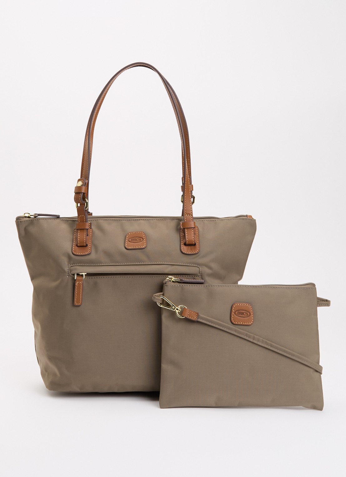 Bric's X-collection Urban toilettas met leren details - voorkant 2 bruin