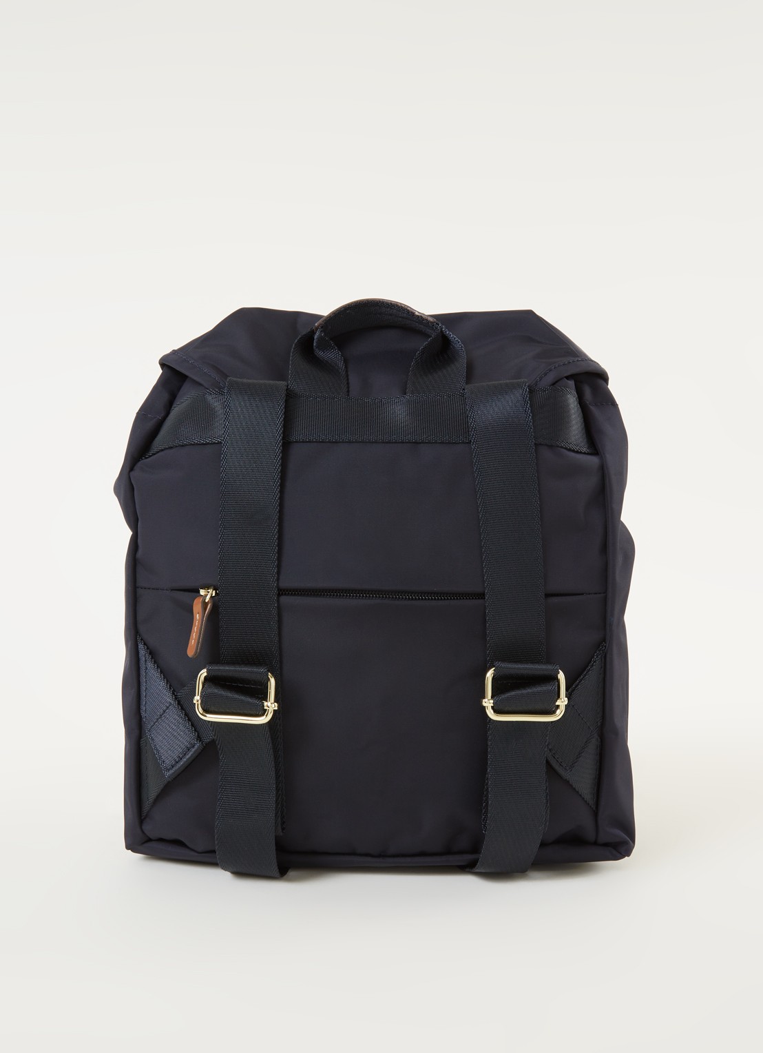 Bric's X-Travel City rugzak met leren details - achterkant donkerblauw
