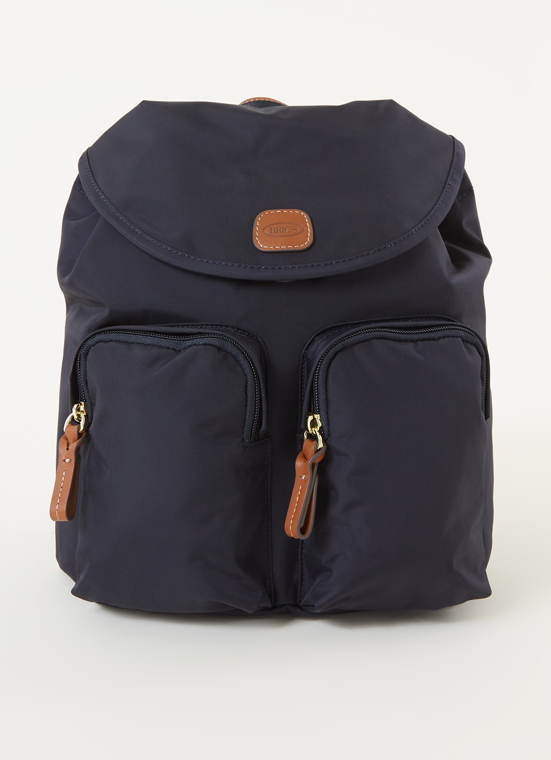 Bric's X-Travel City rugzak met leren details - voorkant 2 donkerblauw