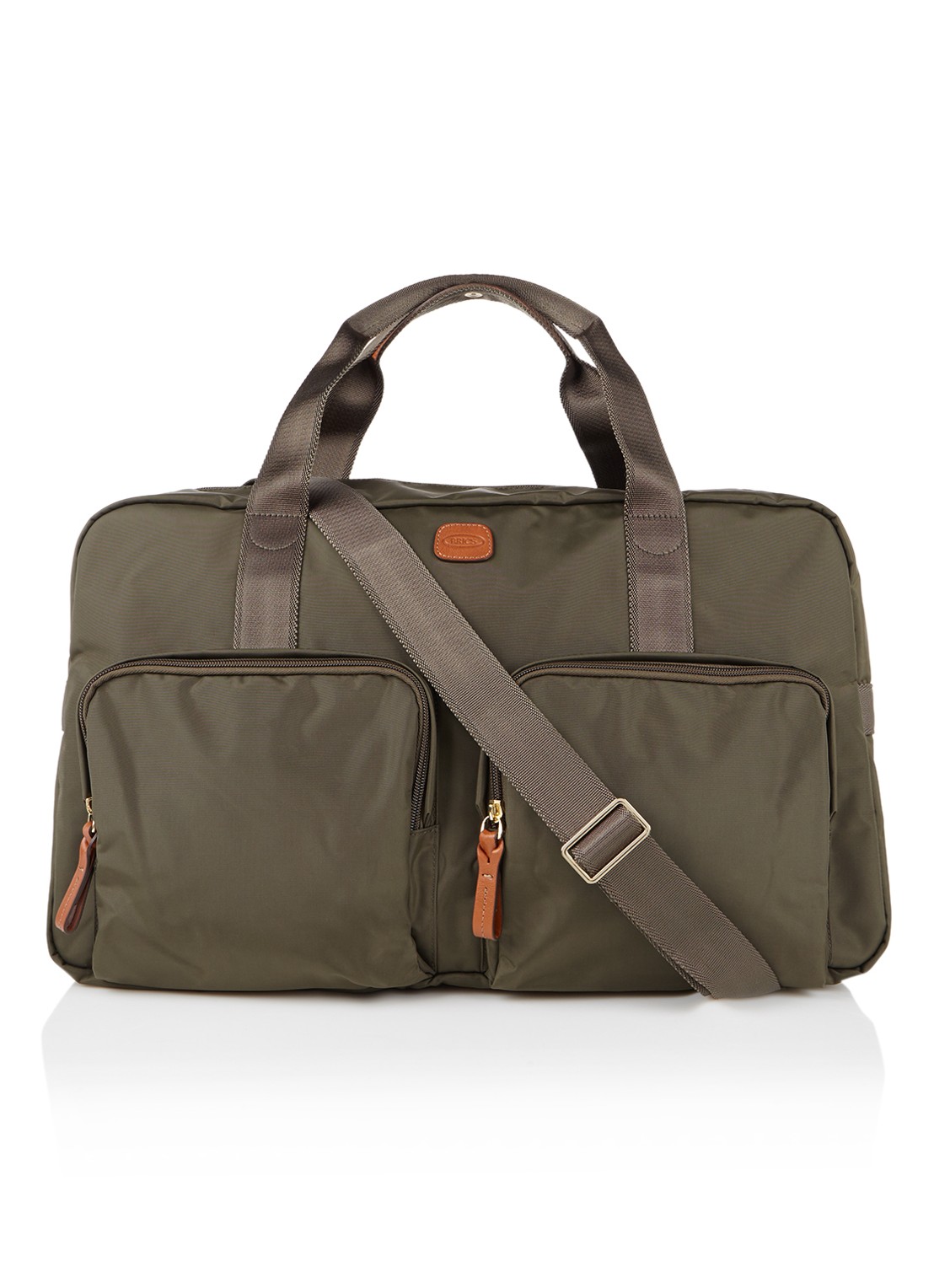 Bric's X-Travel M weekendtas met afneembare en verstelbare schouderriem - voorkant legergroen