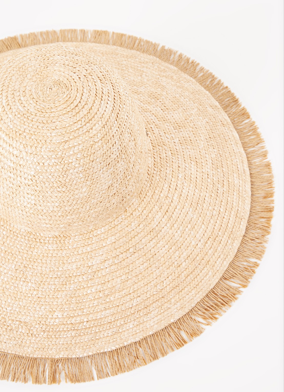 Brixton Hoed van raffia met gerafelde zoom - detail 2 donkerbeige